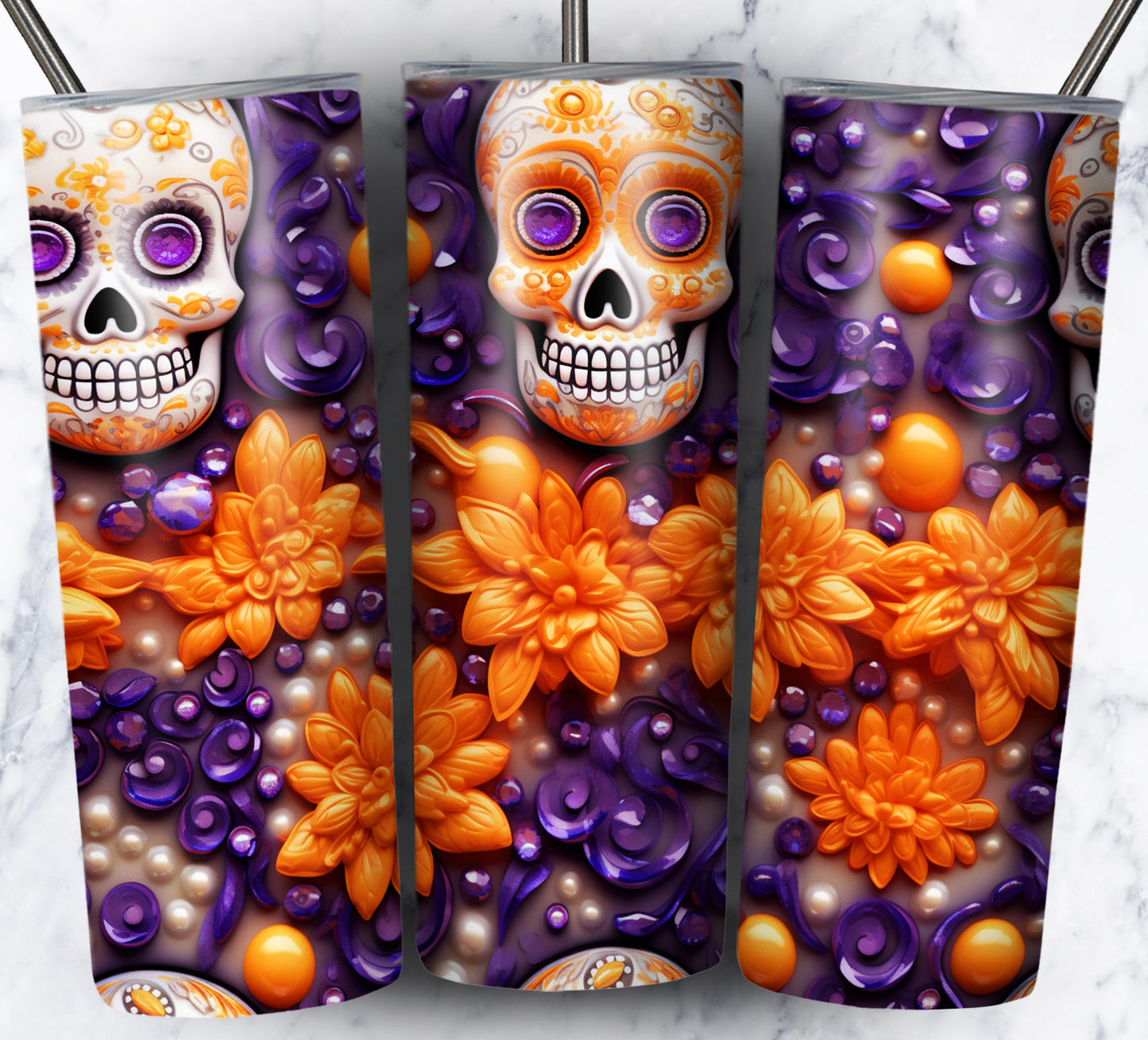 Skull Gems Sublimation 20oz Tumbler Images Bundle