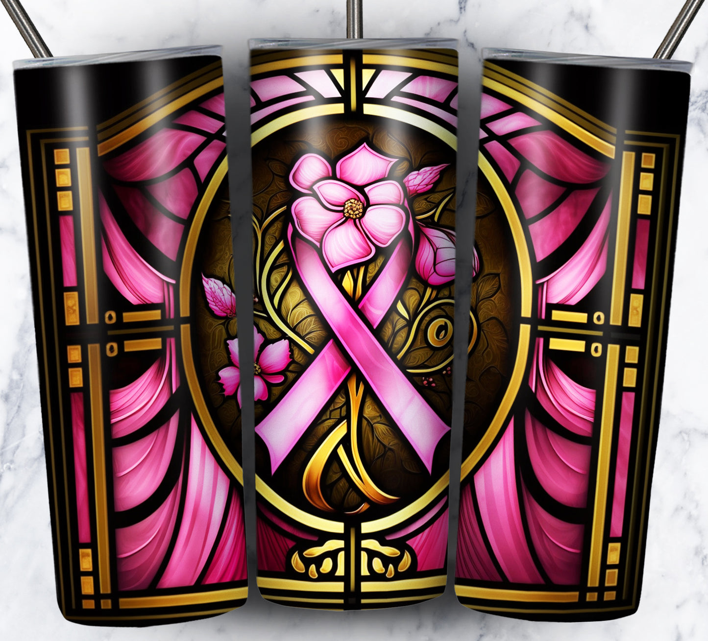 40+ Stain Glass Breast Cancer Sublimation 20oz Images Bundle