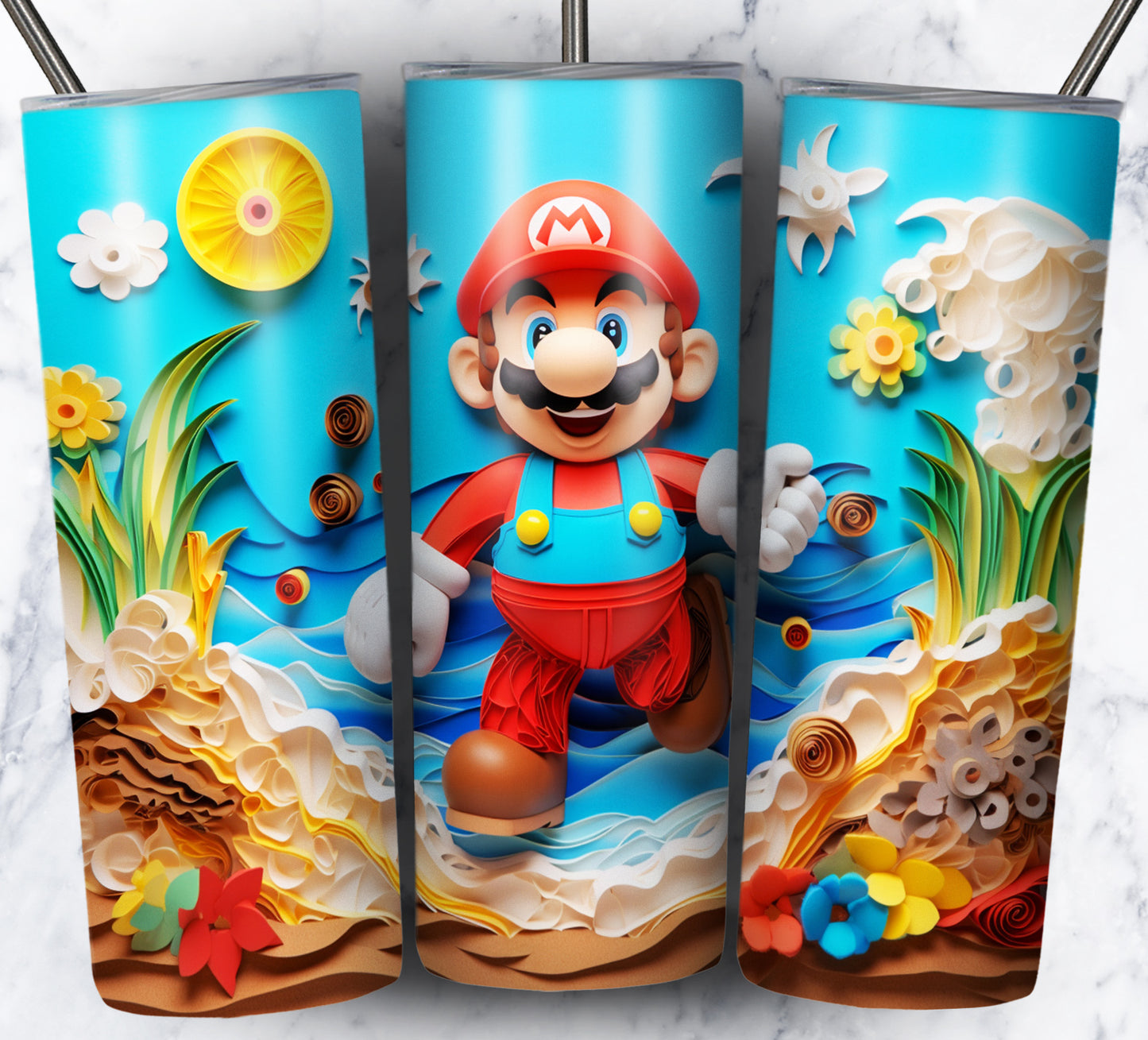 Cartoon Paper Beach Sublimation 20oz Tumbler Images Bundle