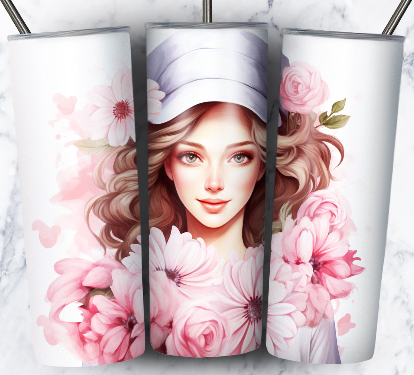 Nurse Floral Sublimation 20oz Tumbler Images Bundle