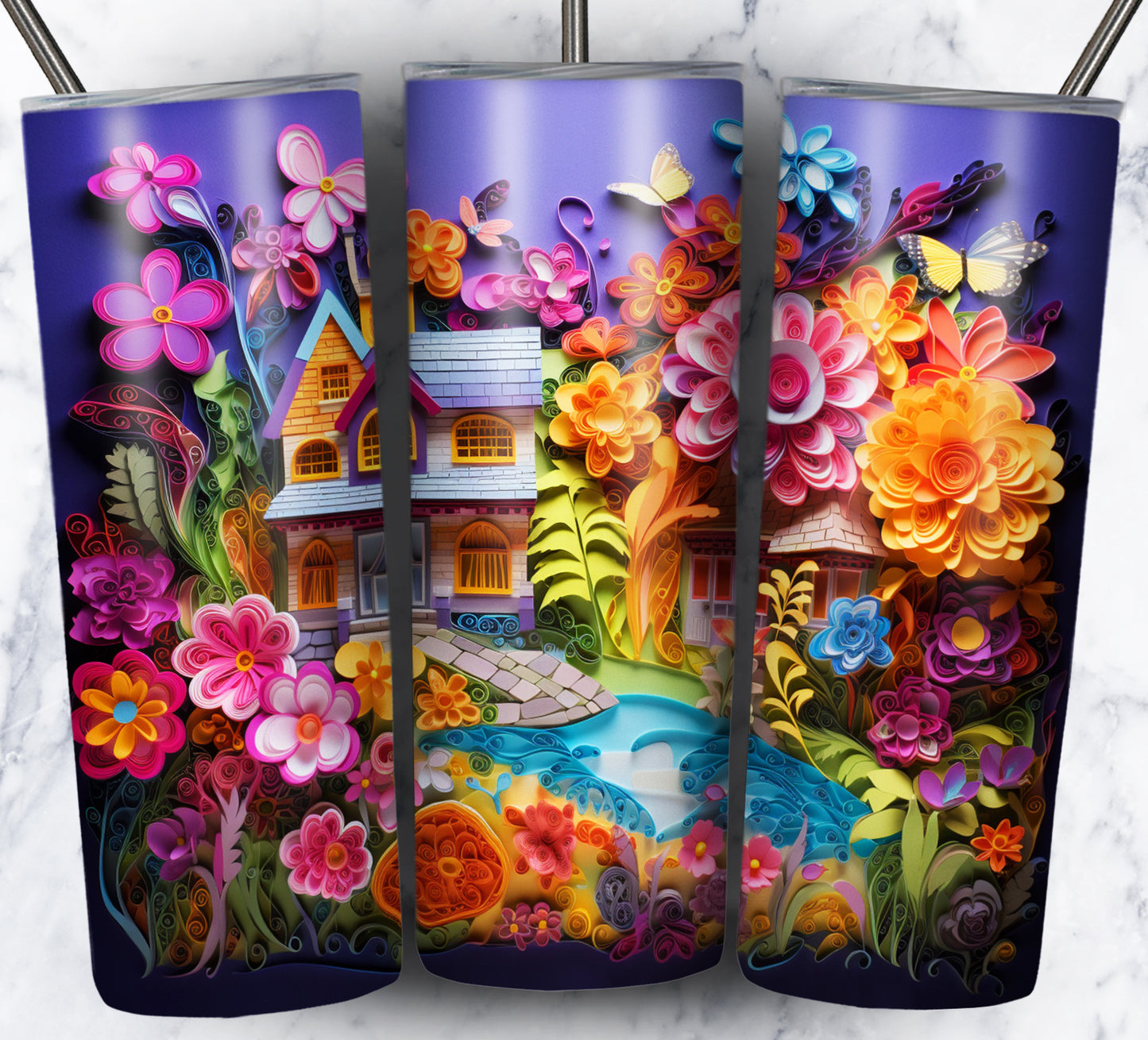 Paper Art Scenery Sublimation 20oz Tumbler Images Bundle