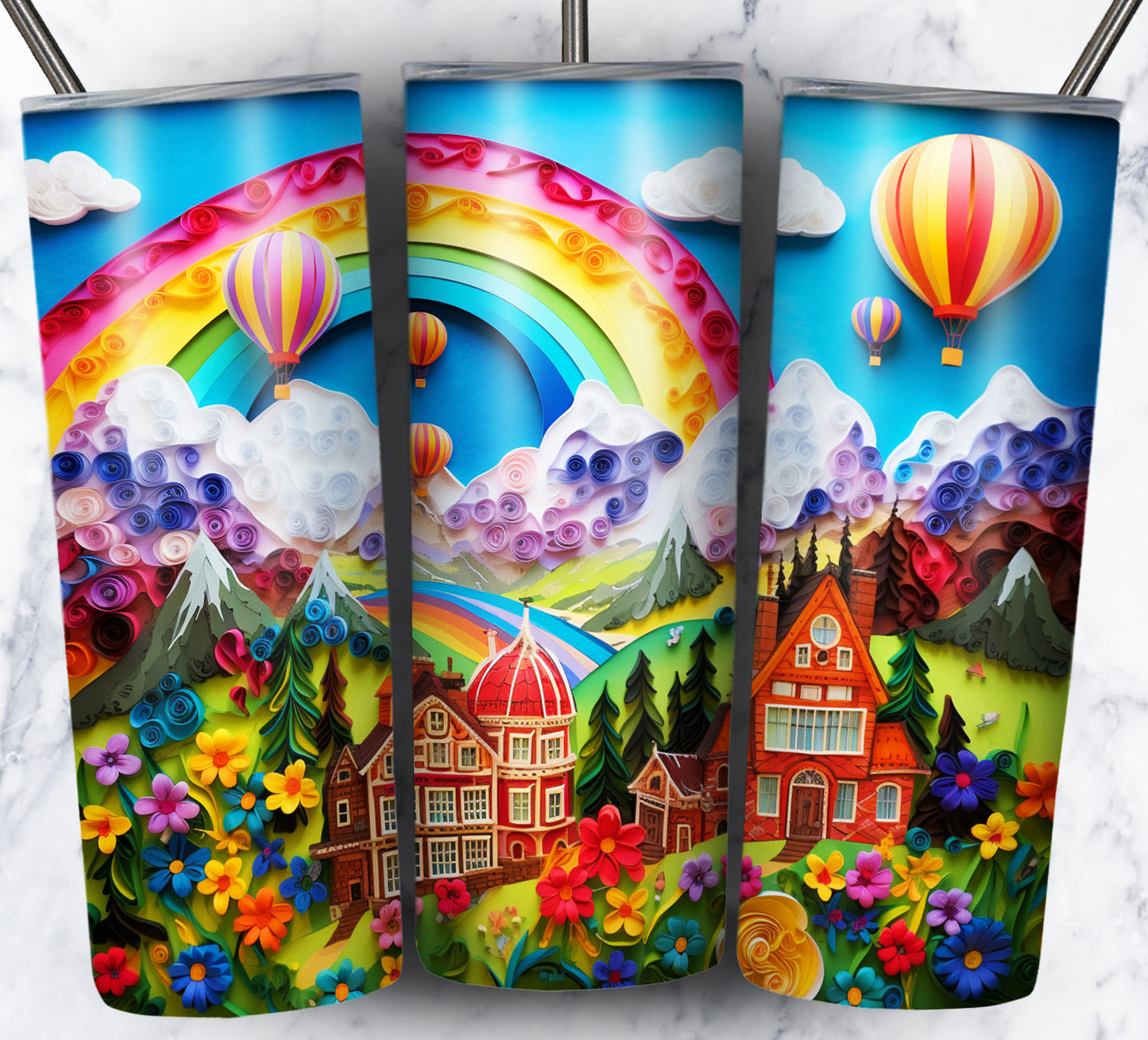 Paper Art Scenery Sublimation 20oz Tumbler Images Bundle