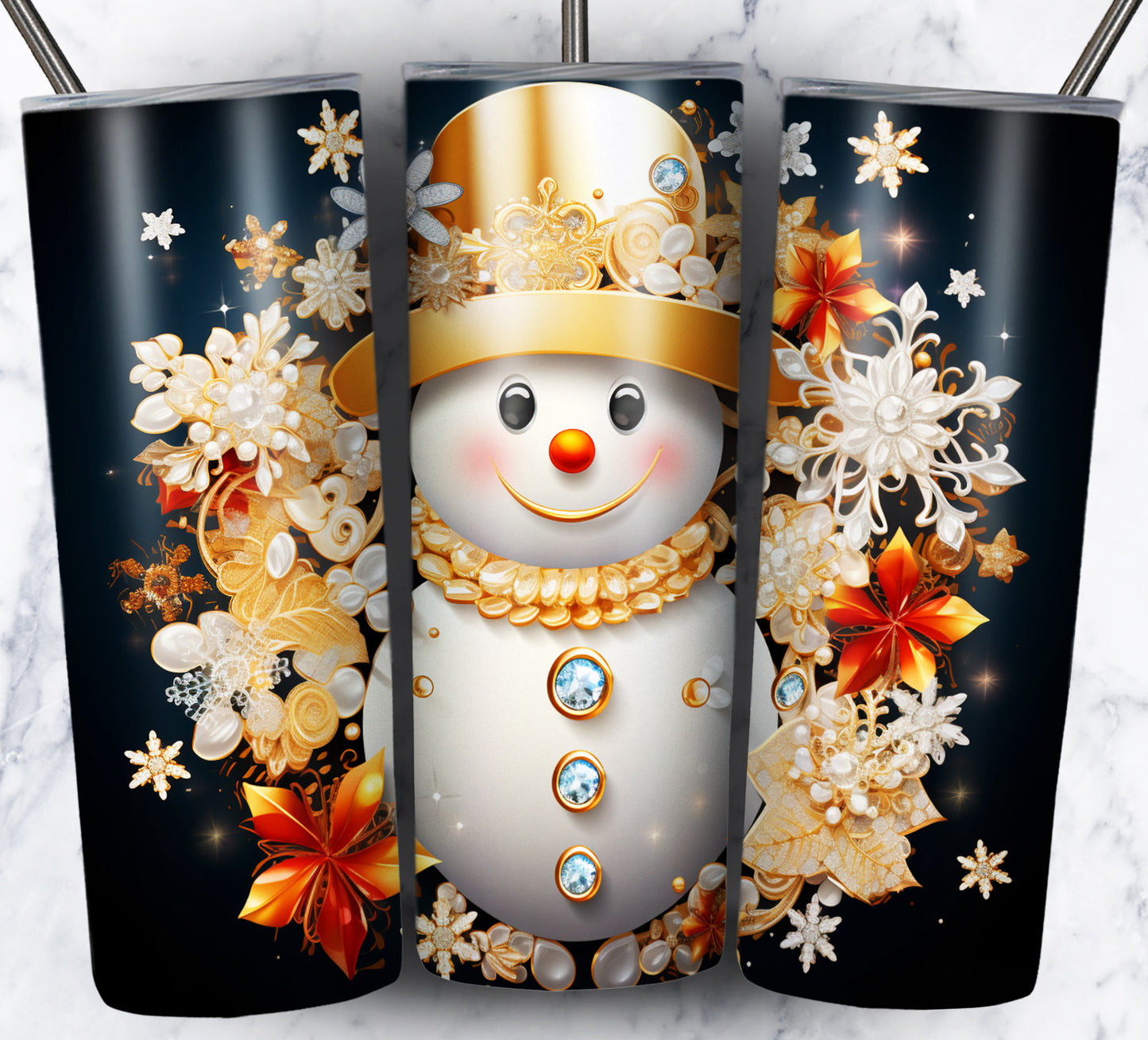 70 3D Christmas Snoman Sublimation 20oz Images Bundle