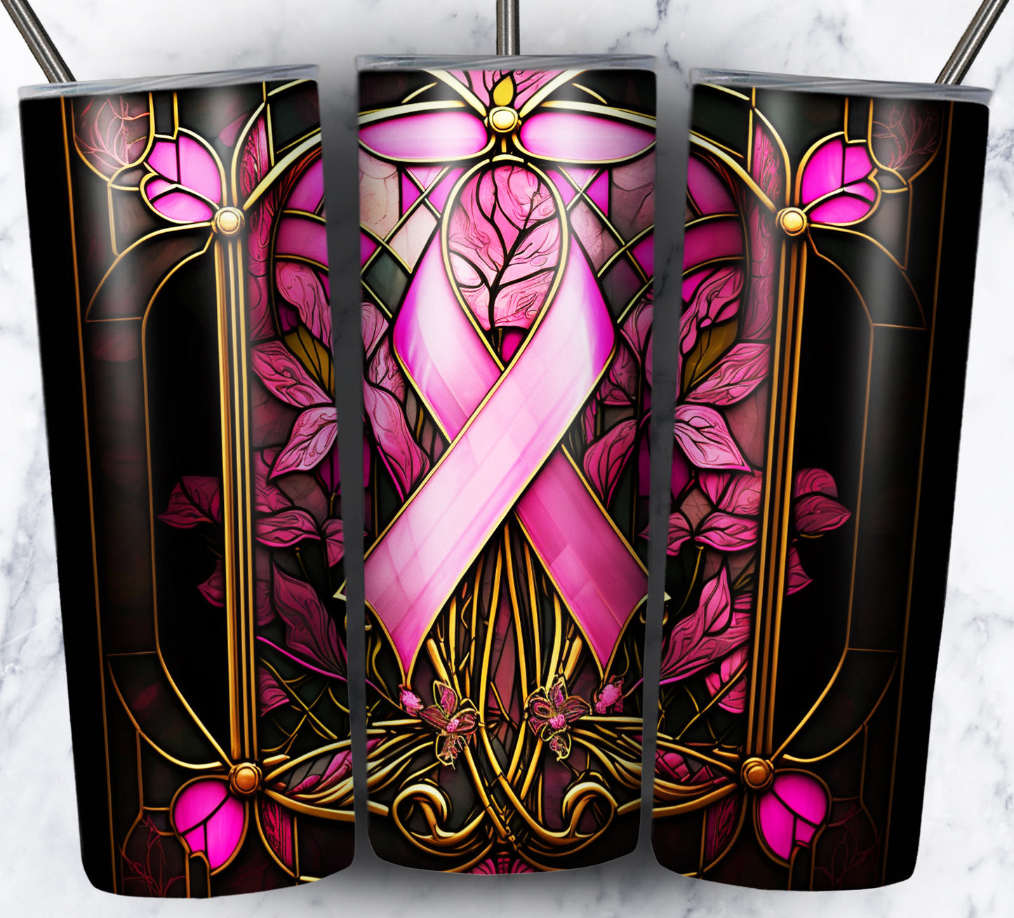 40+ Stain Glass Breast Cancer Sublimation 20oz Images Bundle