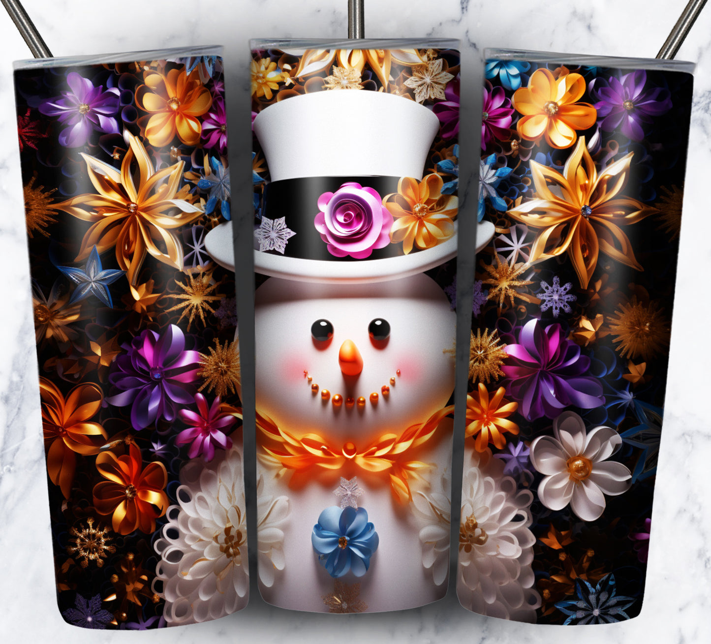 70 3D Christmas Snoman Sublimation 20oz Images Bundle