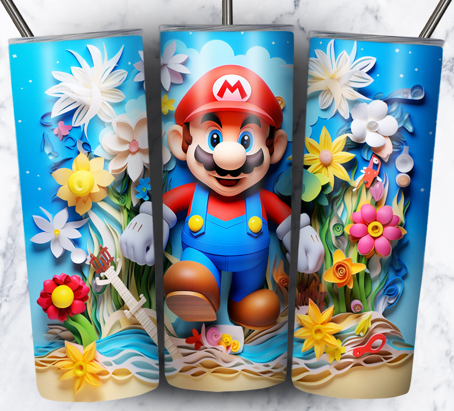 Cartoon Paper Beach Sublimation 20oz Tumbler Images Bundle