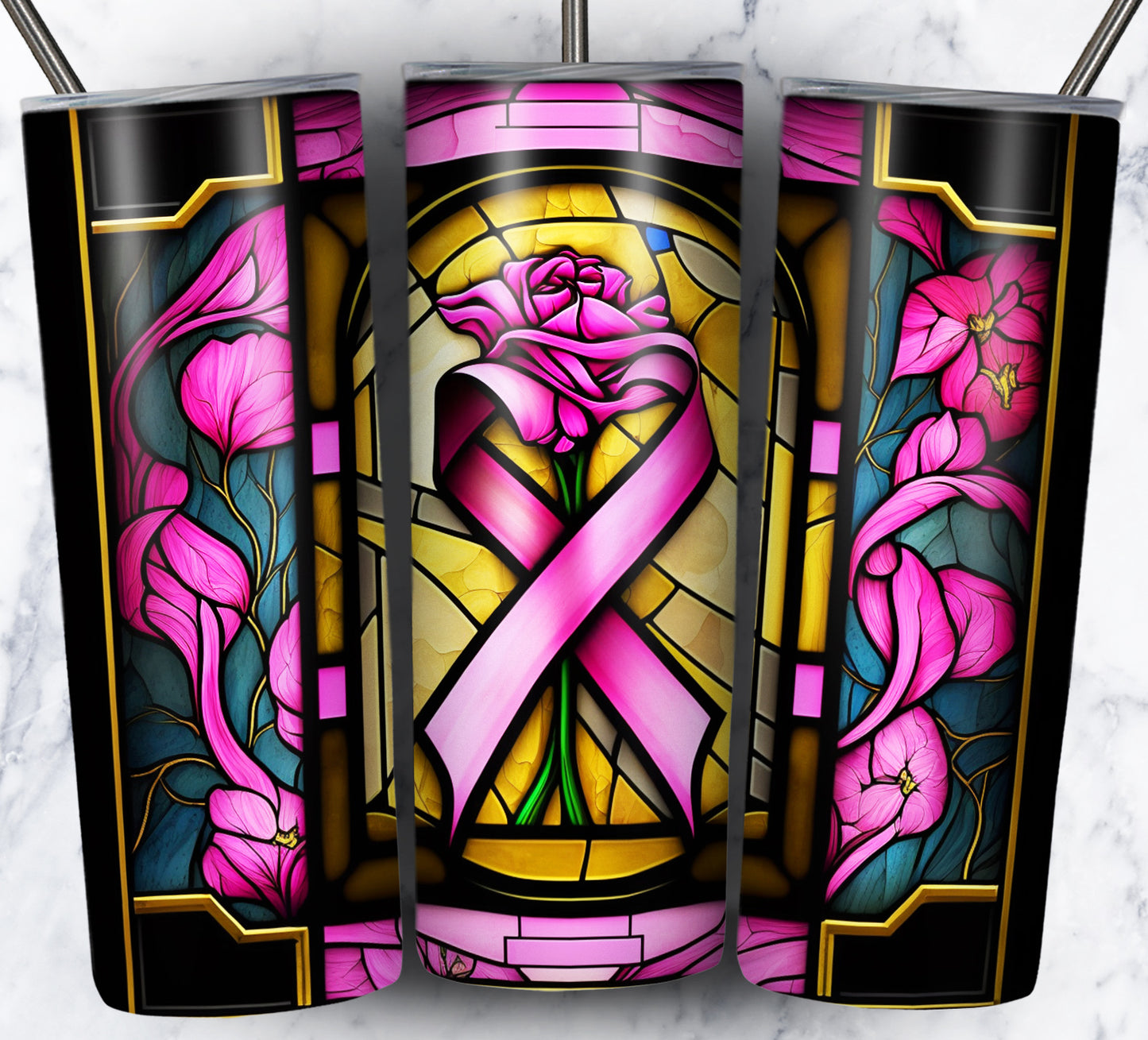 40+ Stain Glass Breast Cancer Sublimation 20oz Images Bundle