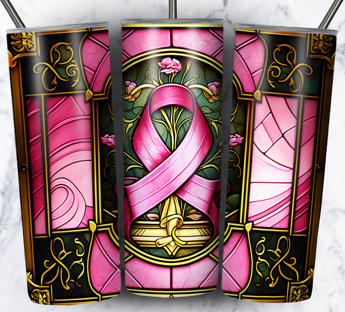 40+ Stain Glass Breast Cancer Sublimation 20oz Images Bundle