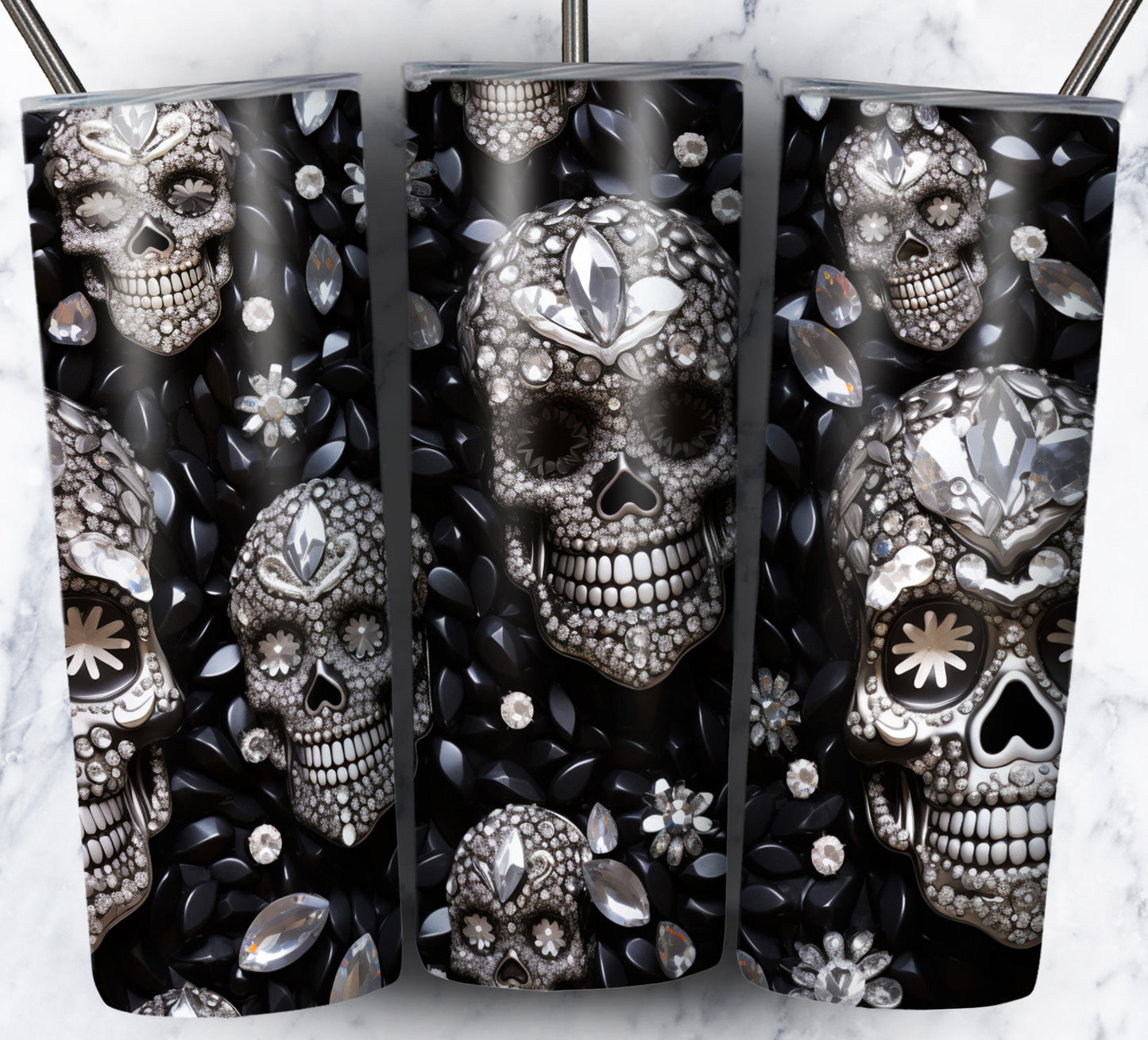 Skull Gems Sublimation 20oz Tumbler Images Bundle