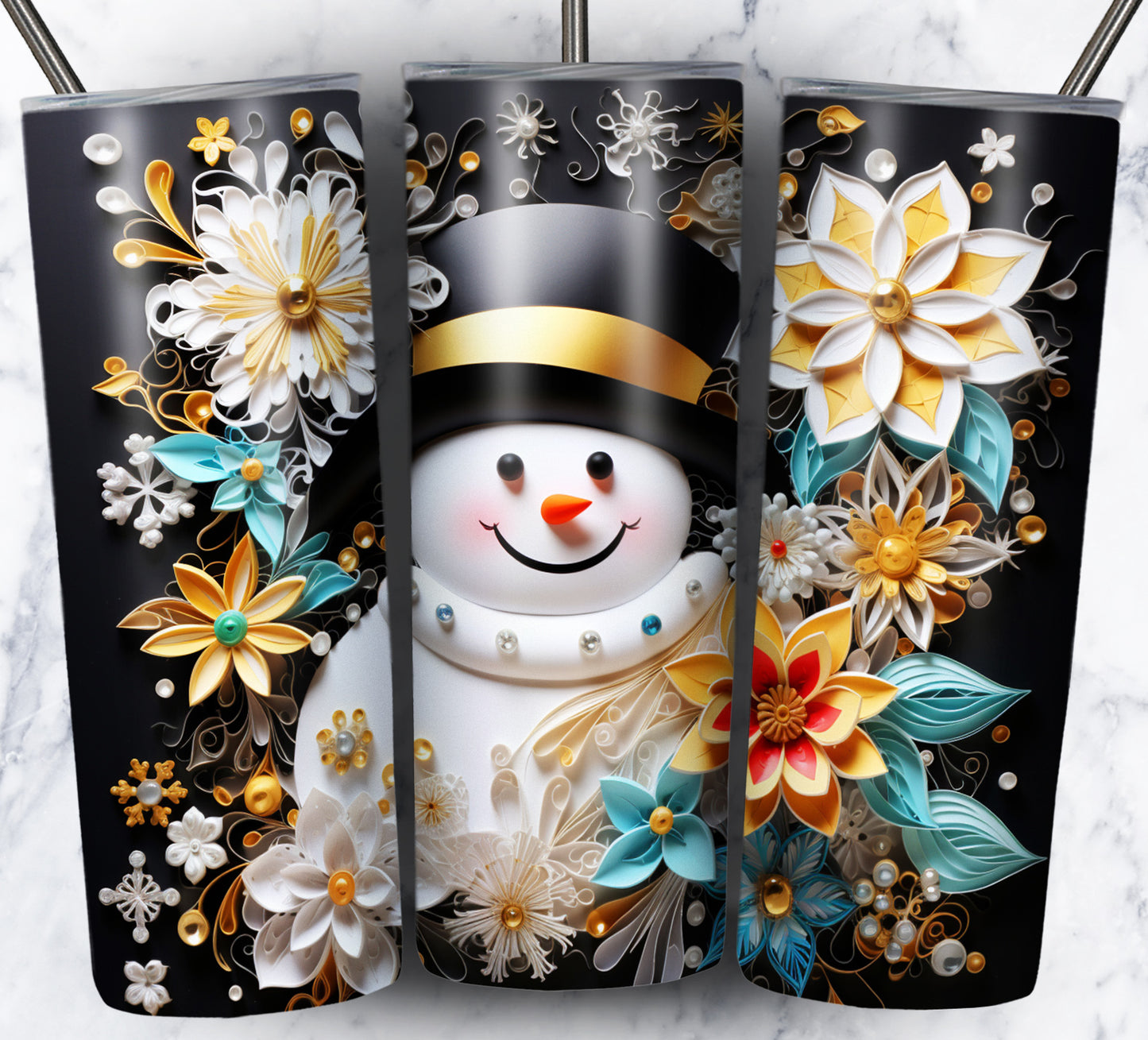 70 3D Christmas Snoman Sublimation 20oz Images Bundle