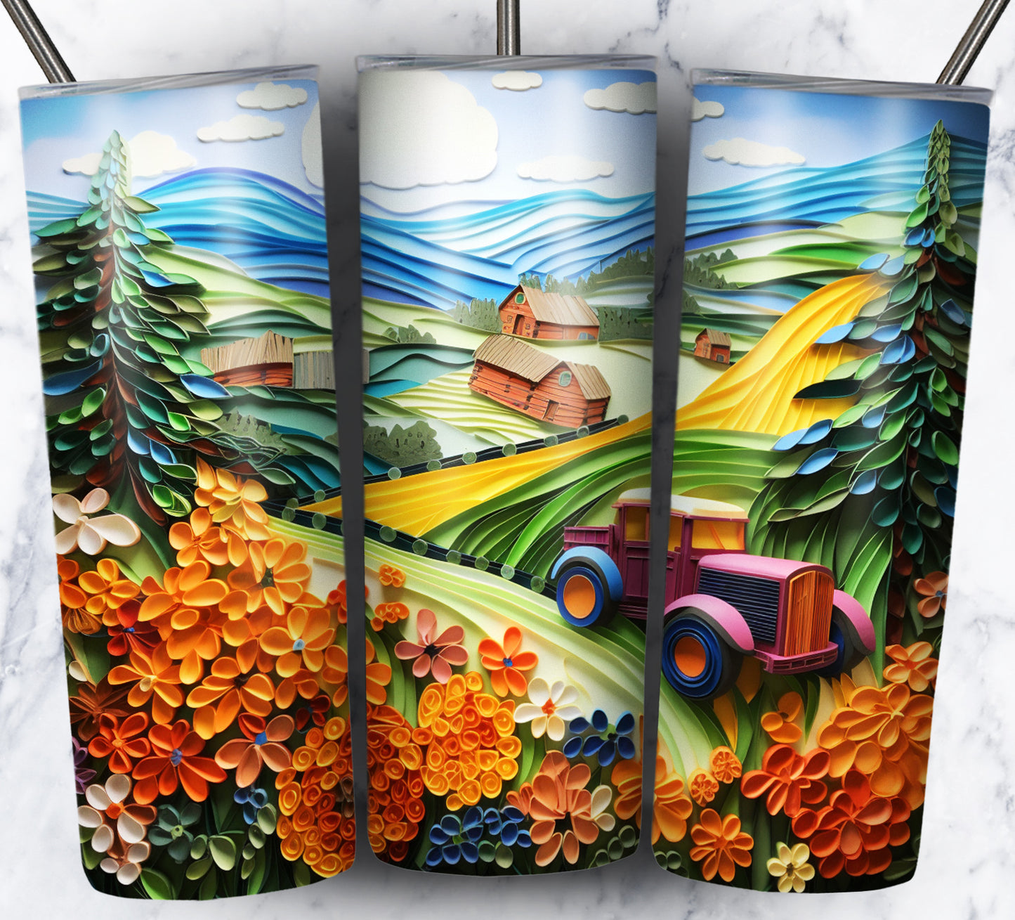 Paper Art Scenery Sublimation 20oz Tumbler Images Bundle