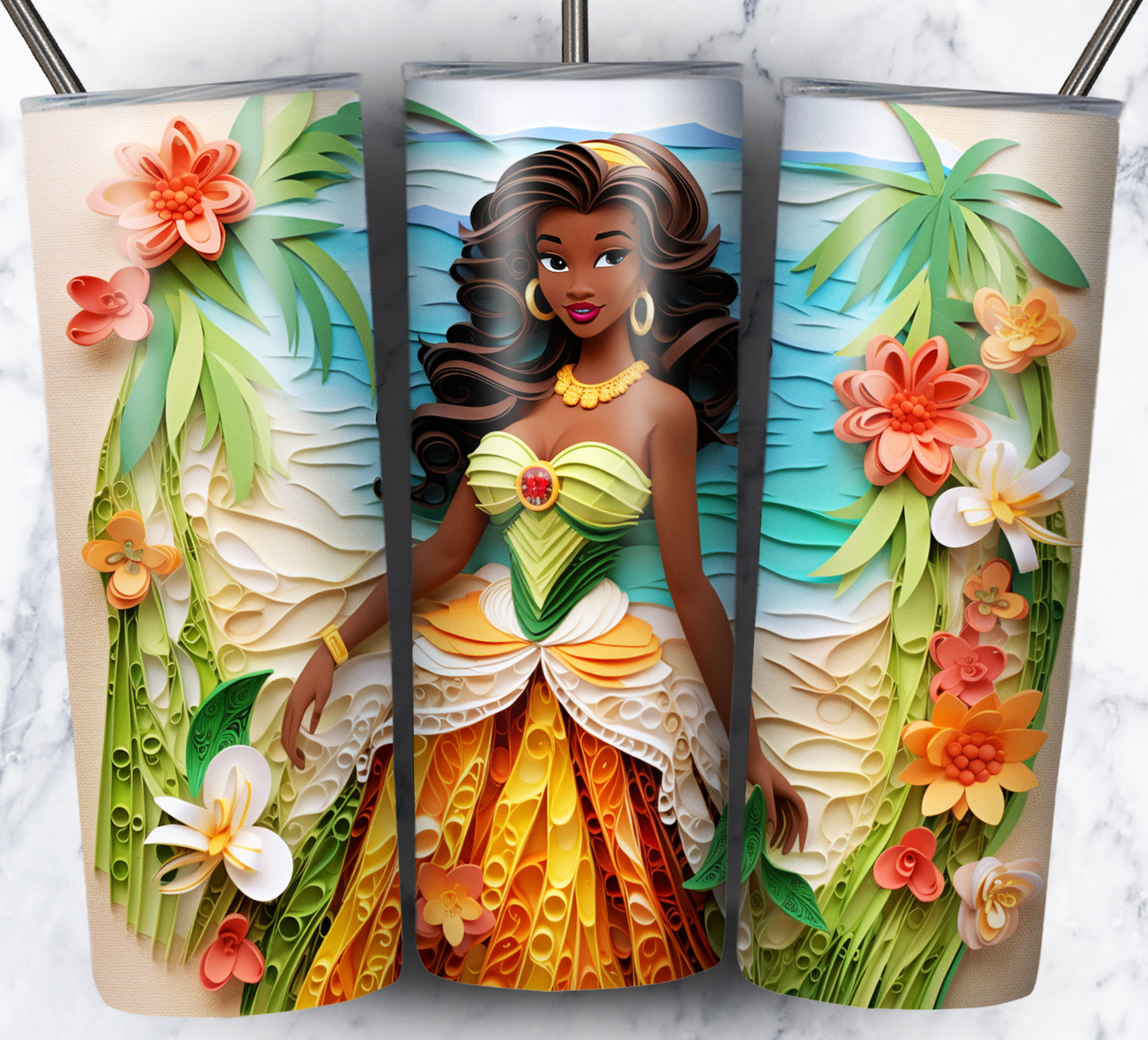 Cartoon Paper Beach Sublimation 20oz Tumbler Images Bundle