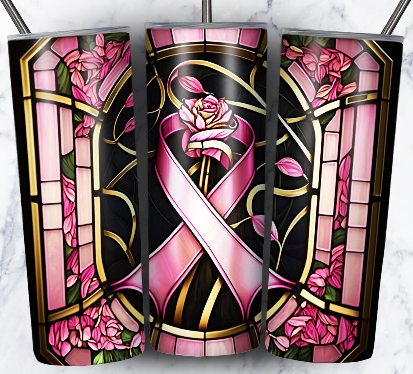 40+ Stain Glass Breast Cancer Sublimation 20oz Images Bundle