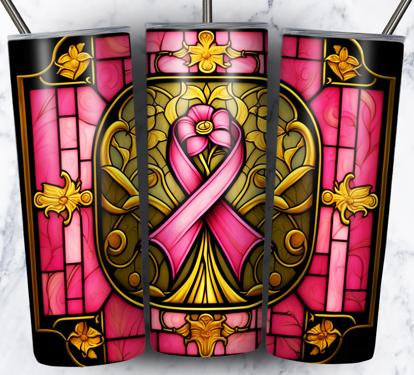 40+ Stain Glass Breast Cancer Sublimation 20oz Images Bundle