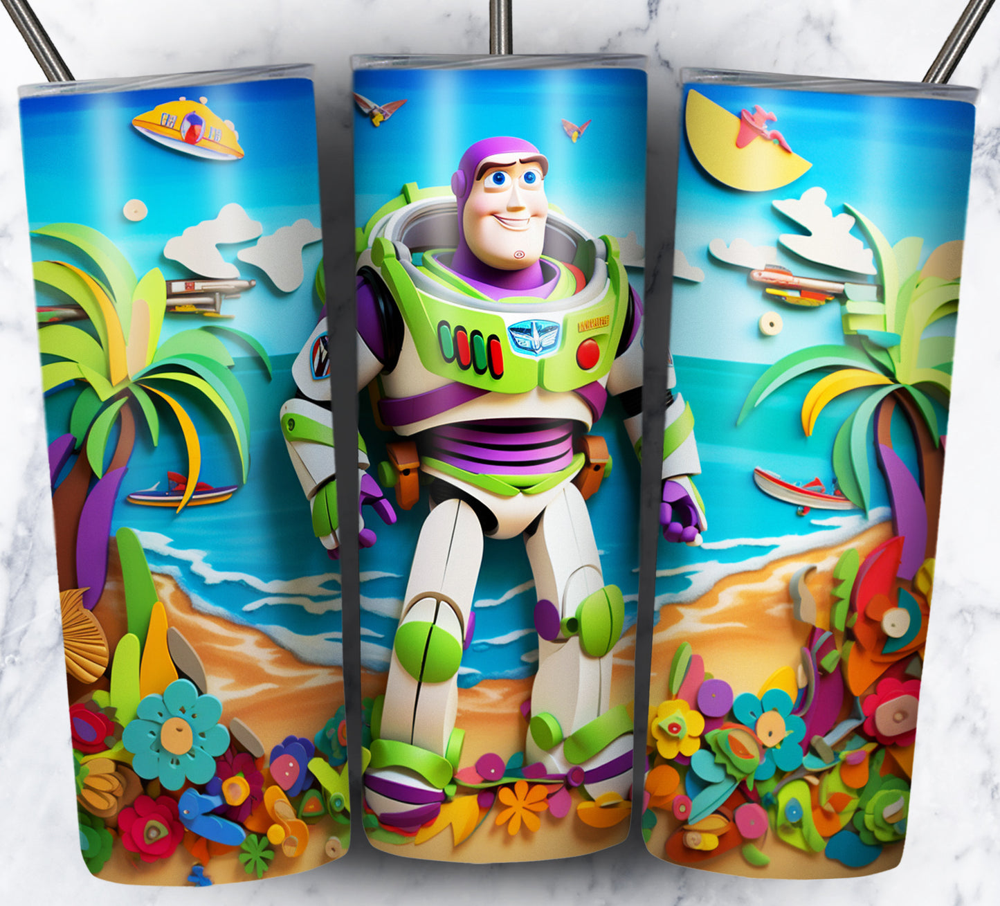 Cartoon Paper Beach Sublimation 20oz Tumbler Images Bundle