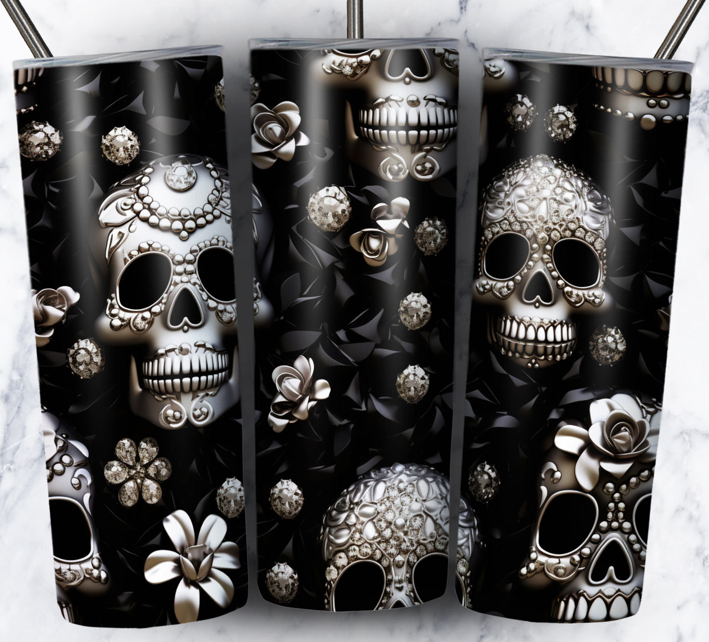 Skull Gems Sublimation 20oz Tumbler Images Bundle