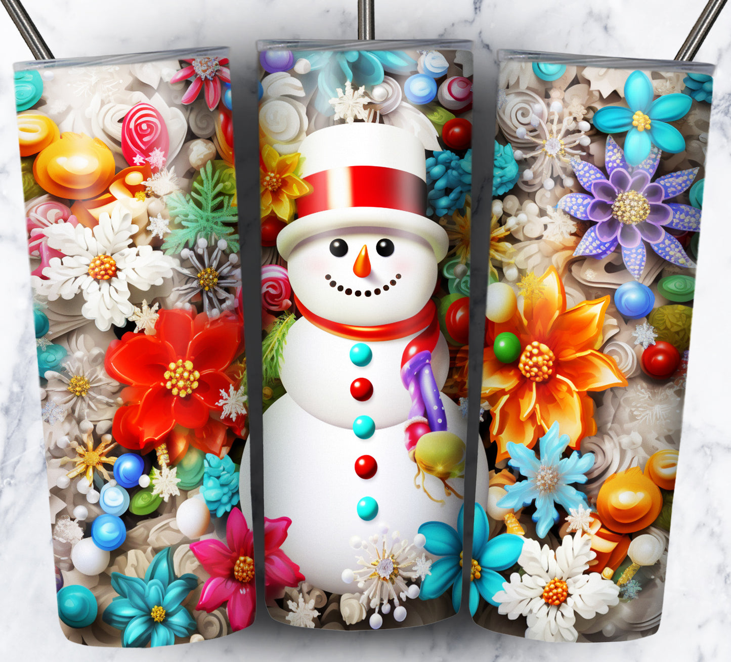 60+ 3D Christmas Floral Sublimation 20oz Images Bundle