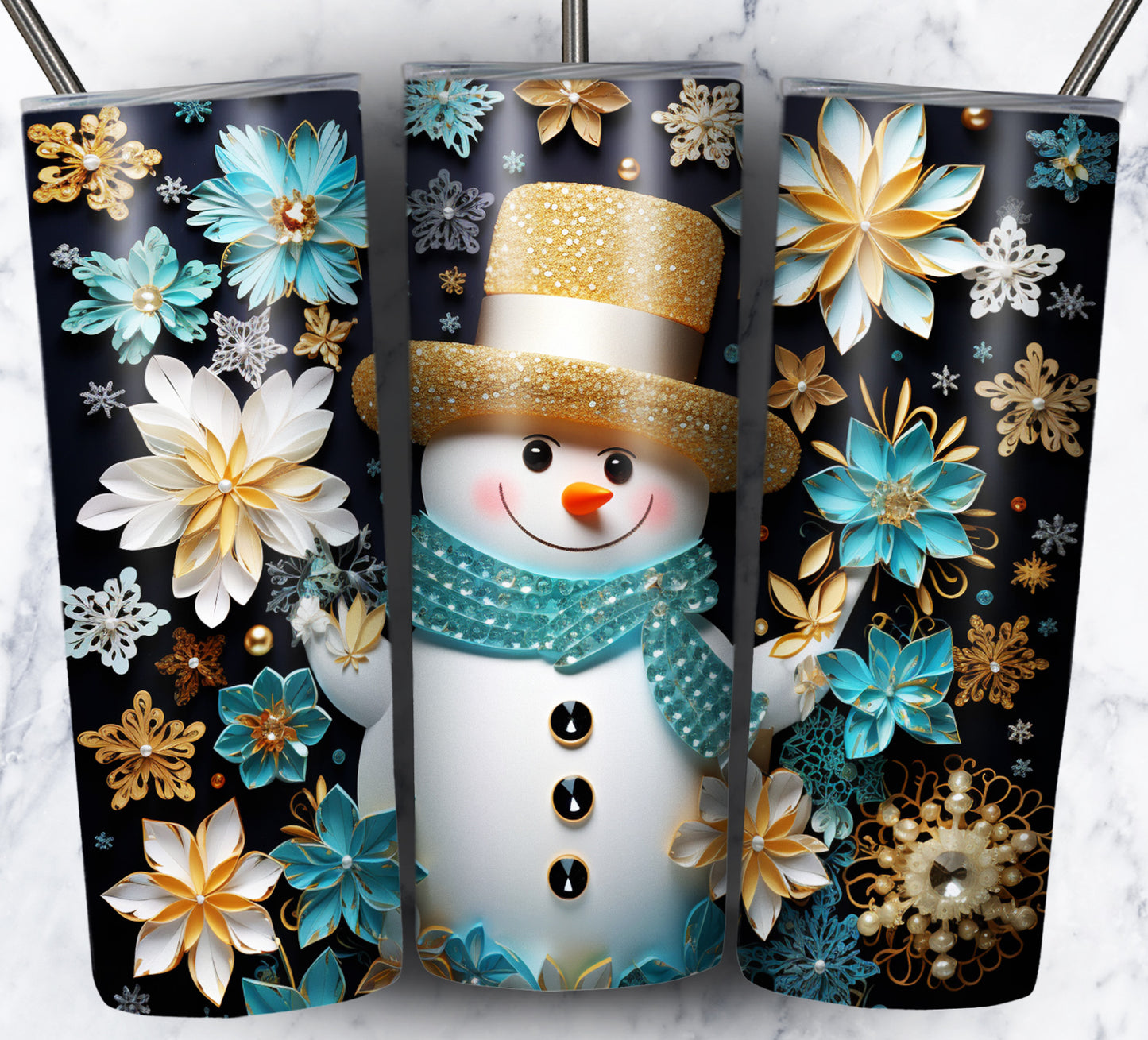 70 3D Christmas Snoman Sublimation 20oz Images Bundle