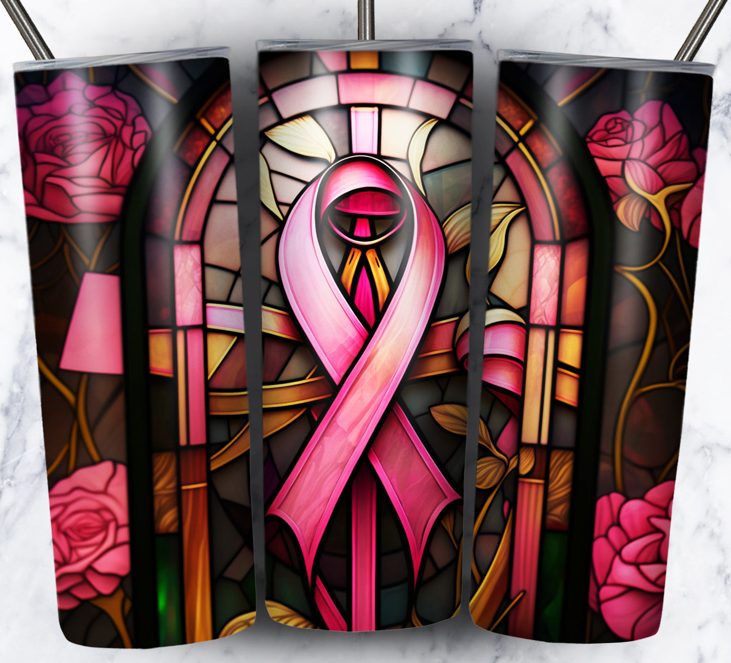 40+ Stain Glass Breast Cancer Sublimation 20oz Images Bundle