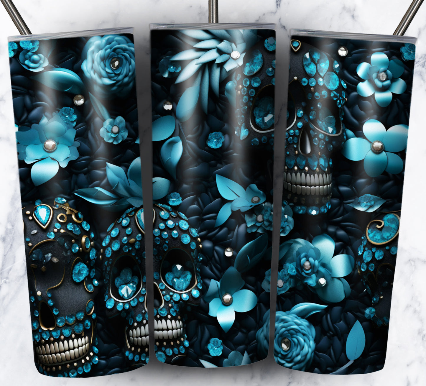 Skull Gems Sublimation 20oz Tumbler Images Bundle