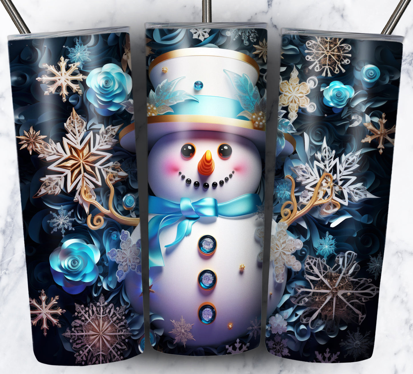 70 3D Christmas Snoman Sublimation 20oz Images Bundle