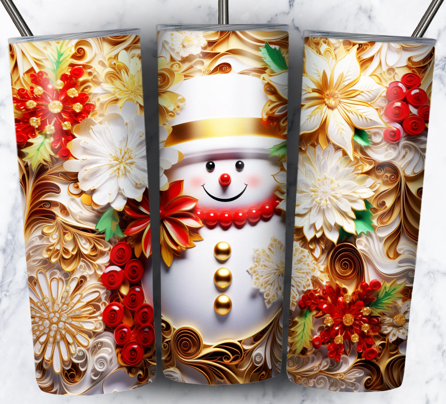 60+ 3D Christmas Floral Sublimation 20oz Images Bundle