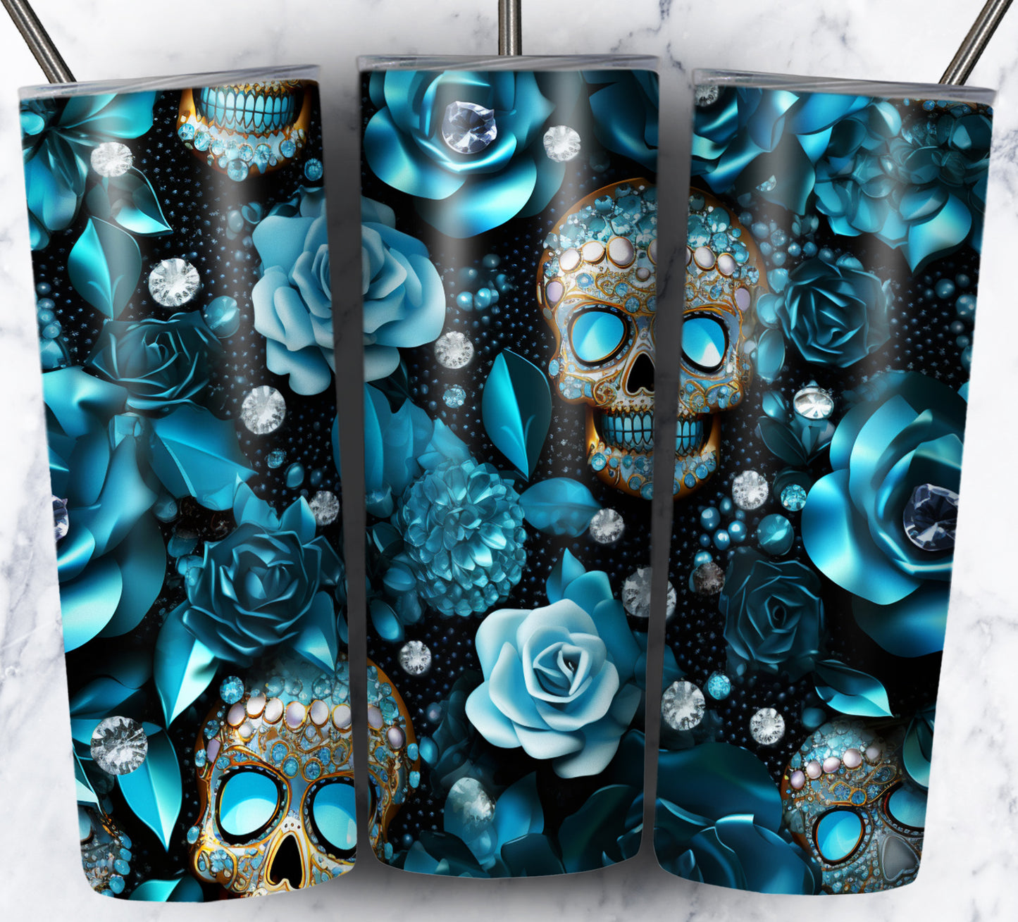 Skull Gems Sublimation 20oz Tumbler Images Bundle