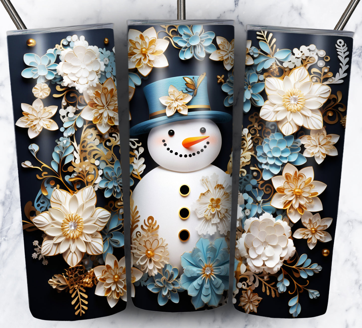 70 3D Christmas Snoman Sublimation 20oz Images Bundle