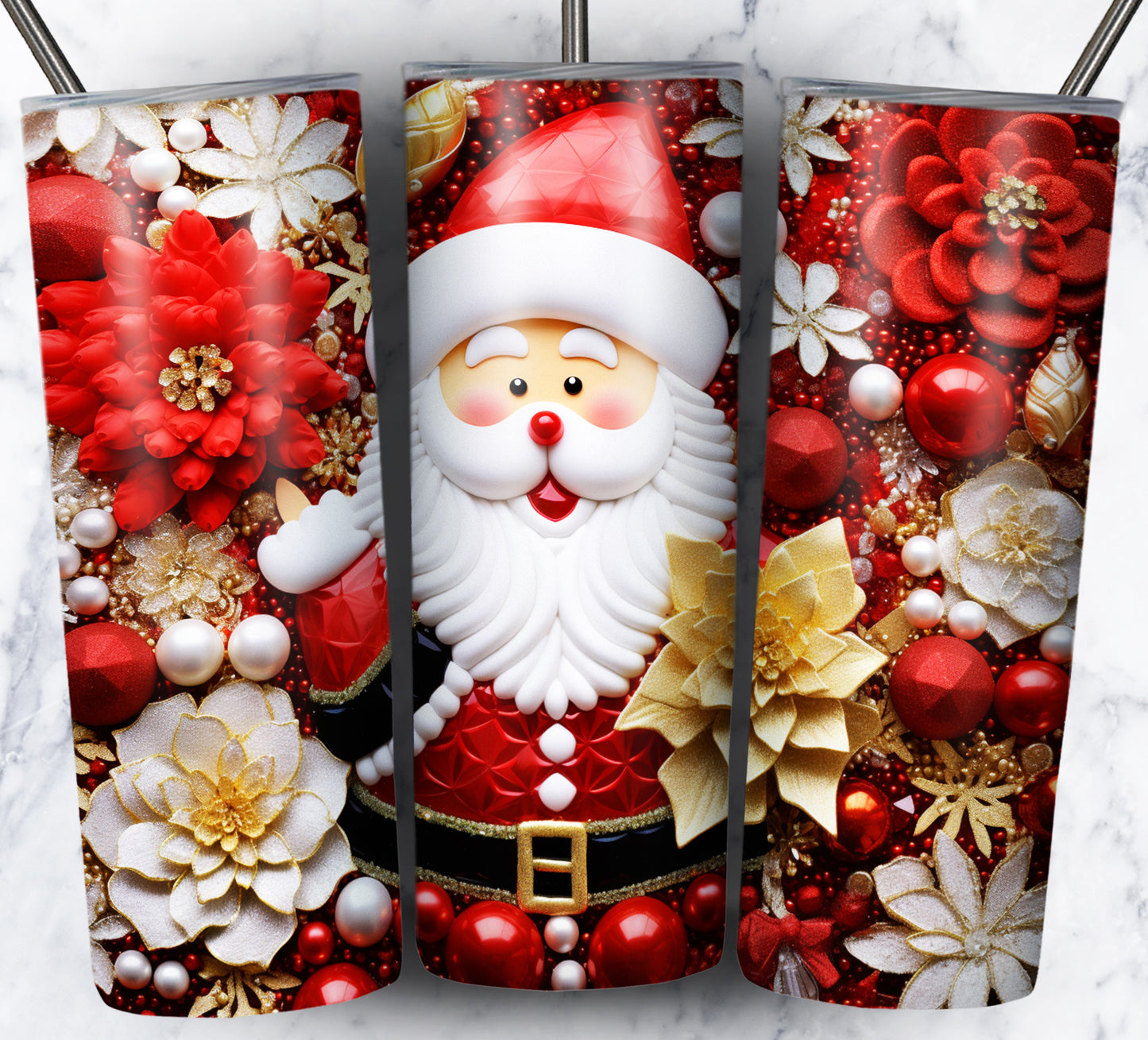 60+ 3D Christmas Floral Sublimation 20oz Images Bundle