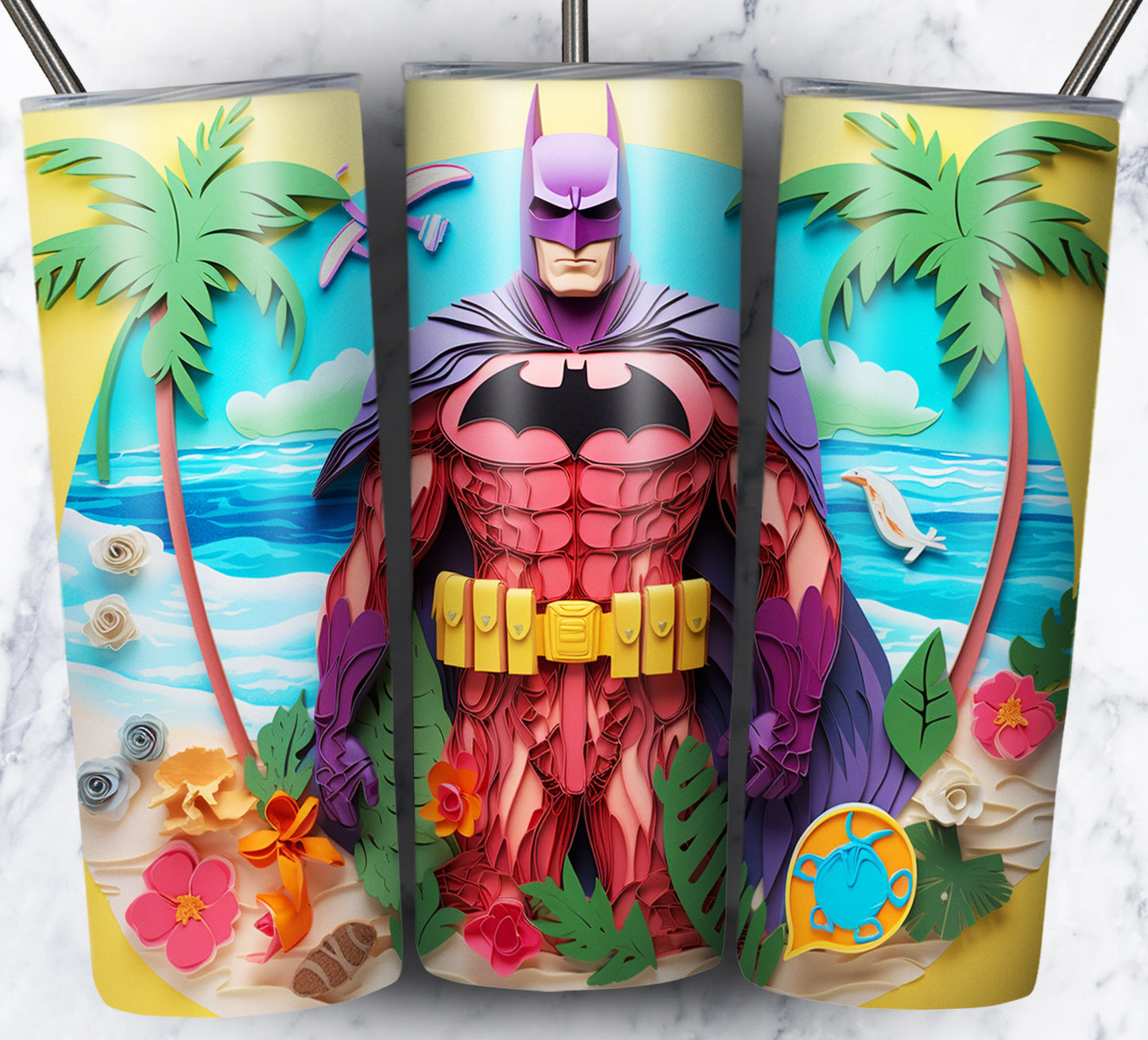 Cartoon Paper Beach Sublimation 20oz Tumbler Images Bundle