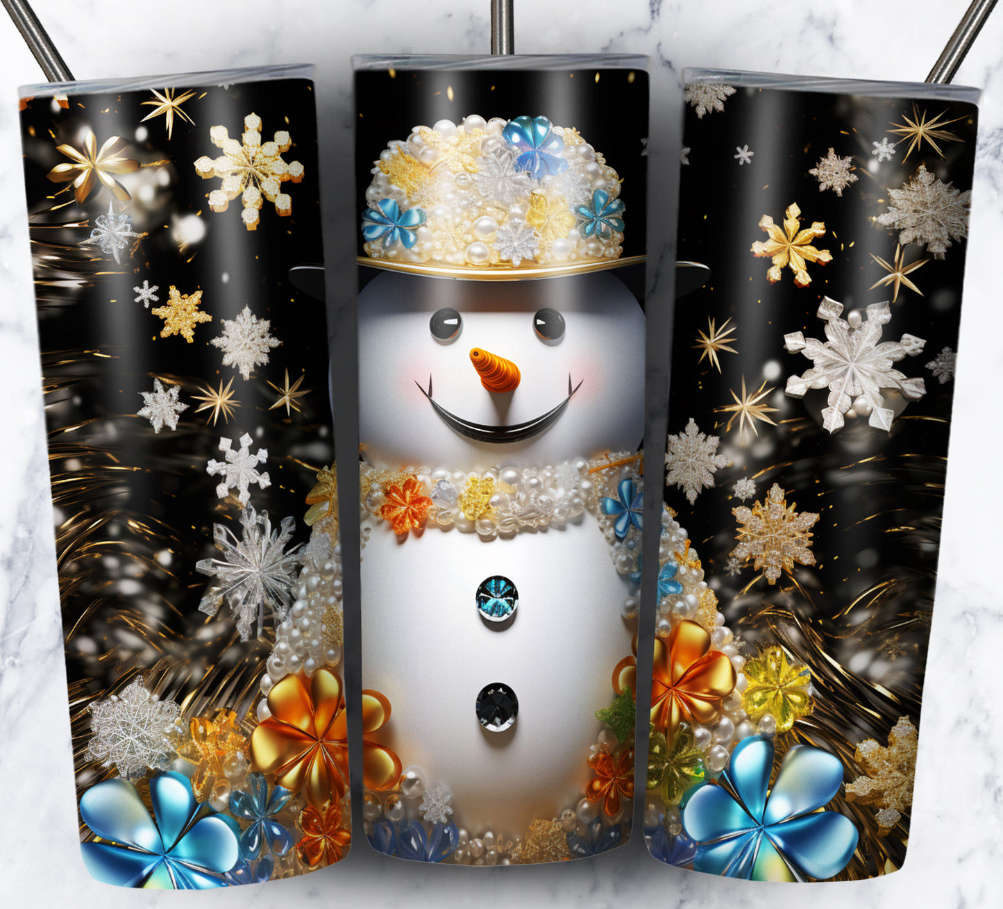 70 3D Christmas Snoman Sublimation 20oz Images Bundle