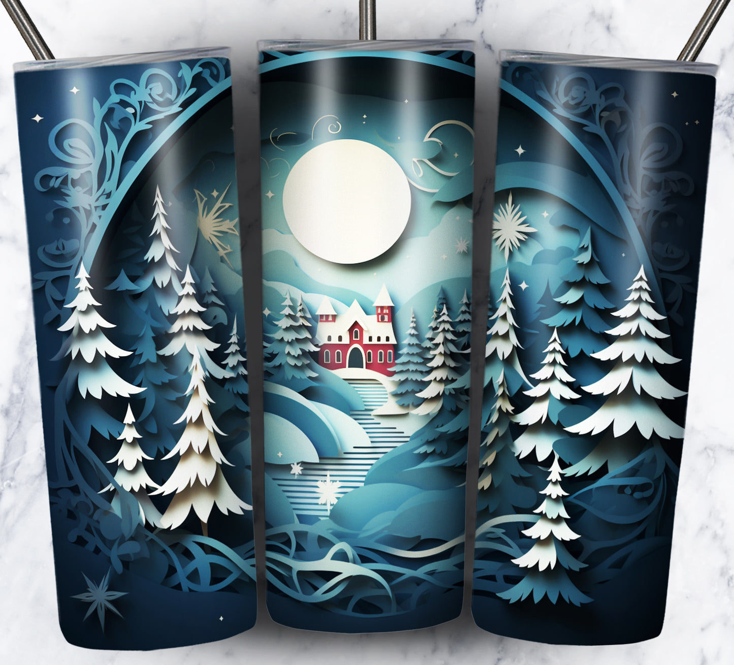 30+ 3D Paper Christmas Sublimation 20oz Images Bundle