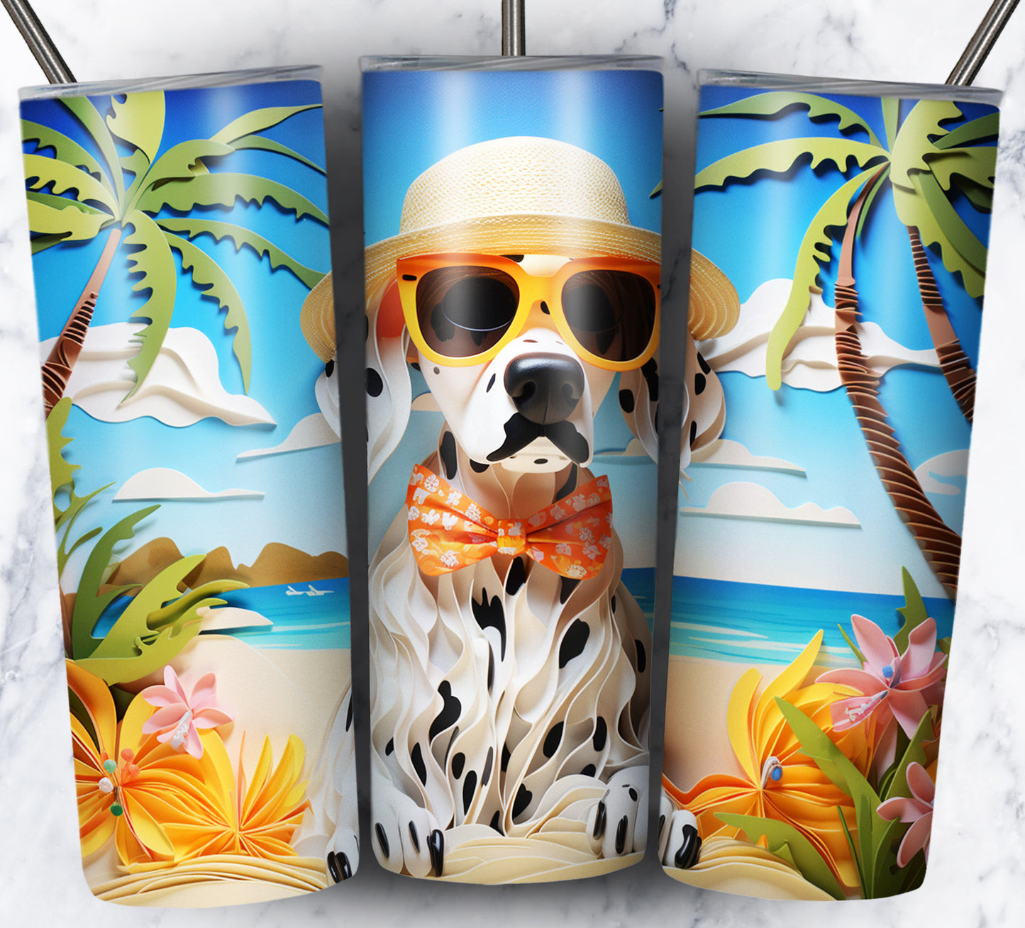 Cartoon Paper Beach Sublimation 20oz Tumbler Images Bundle