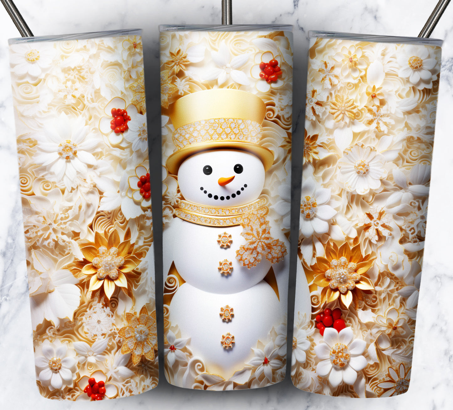 60+ 3D Christmas Floral Sublimation 20oz Images Bundle