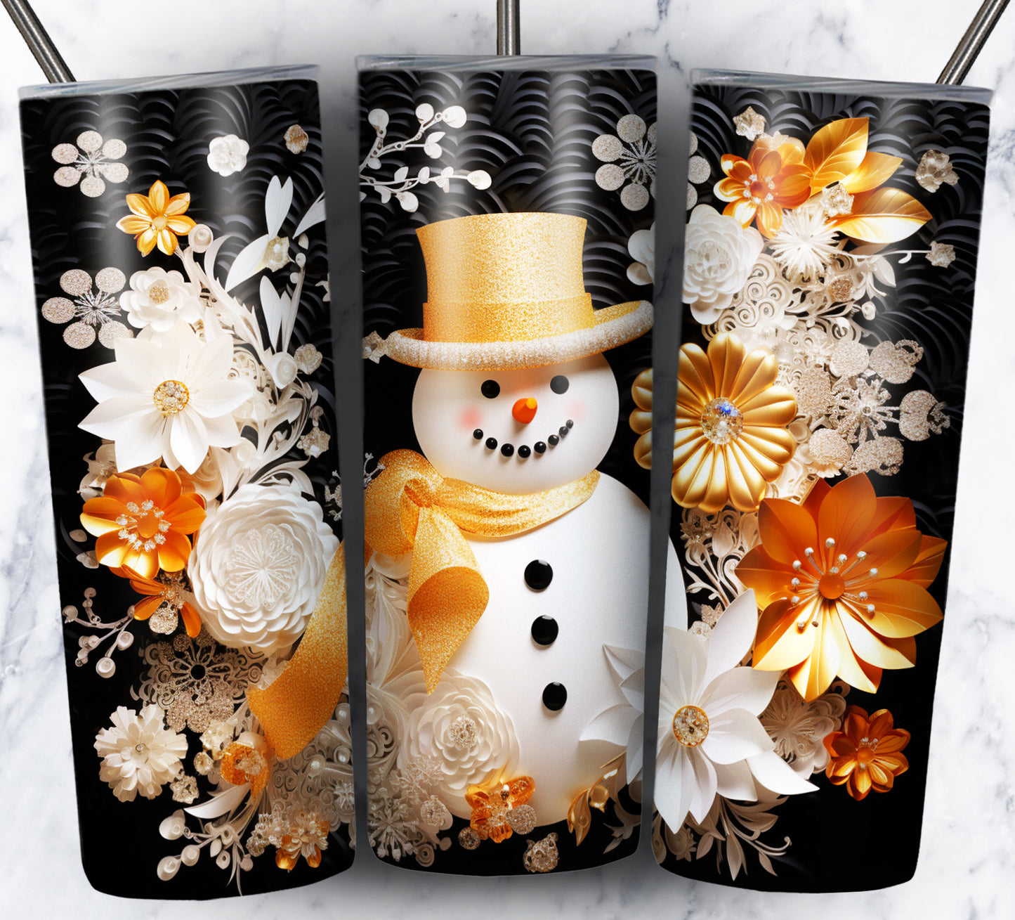 60+ 3D Christmas Floral Sublimation 20oz Images Bundle