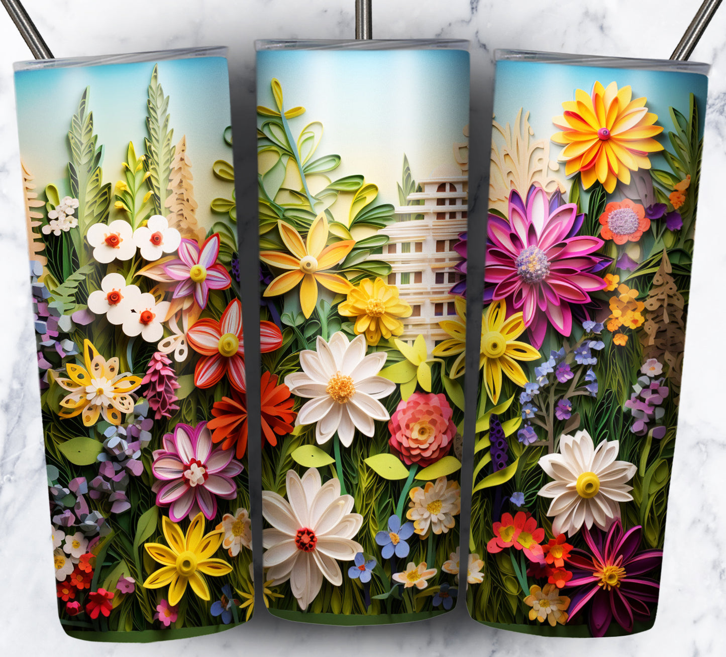 Paper Art Scenery Sublimation 20oz Tumbler Images Bundle