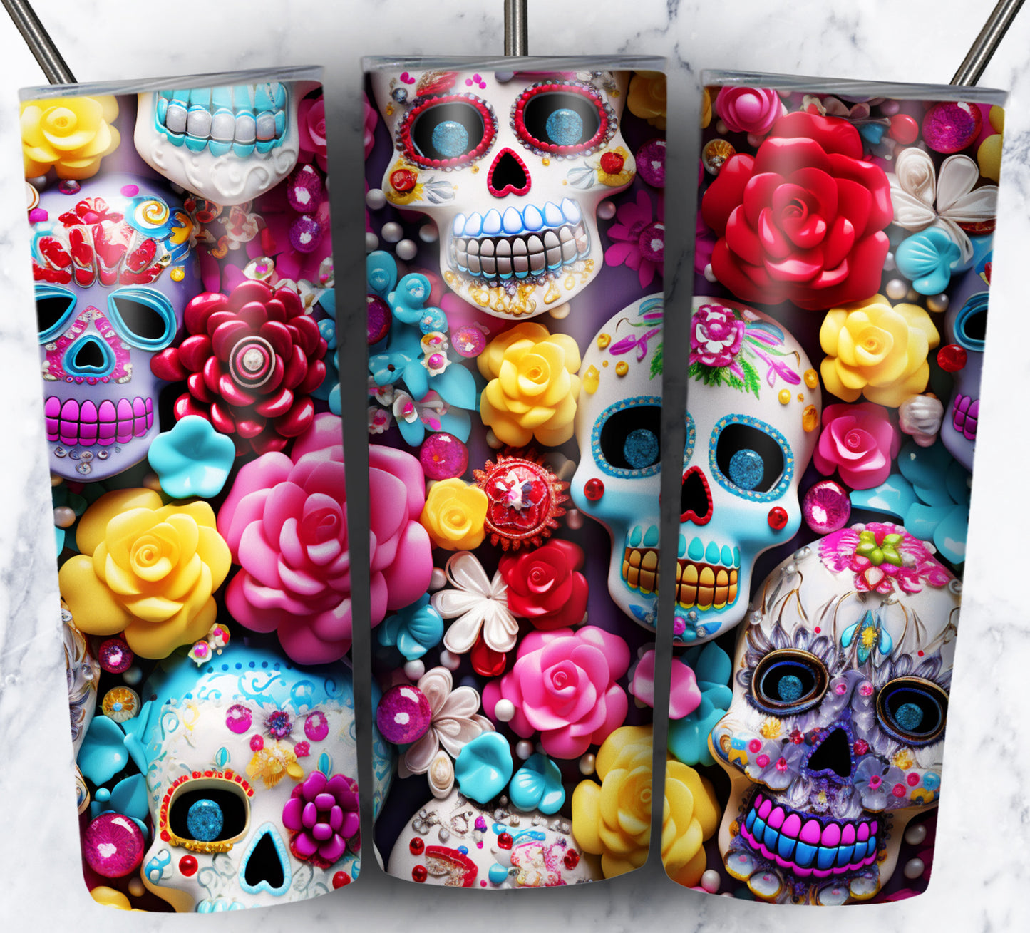 Skull Gems Sublimation 20oz Tumbler Images Bundle