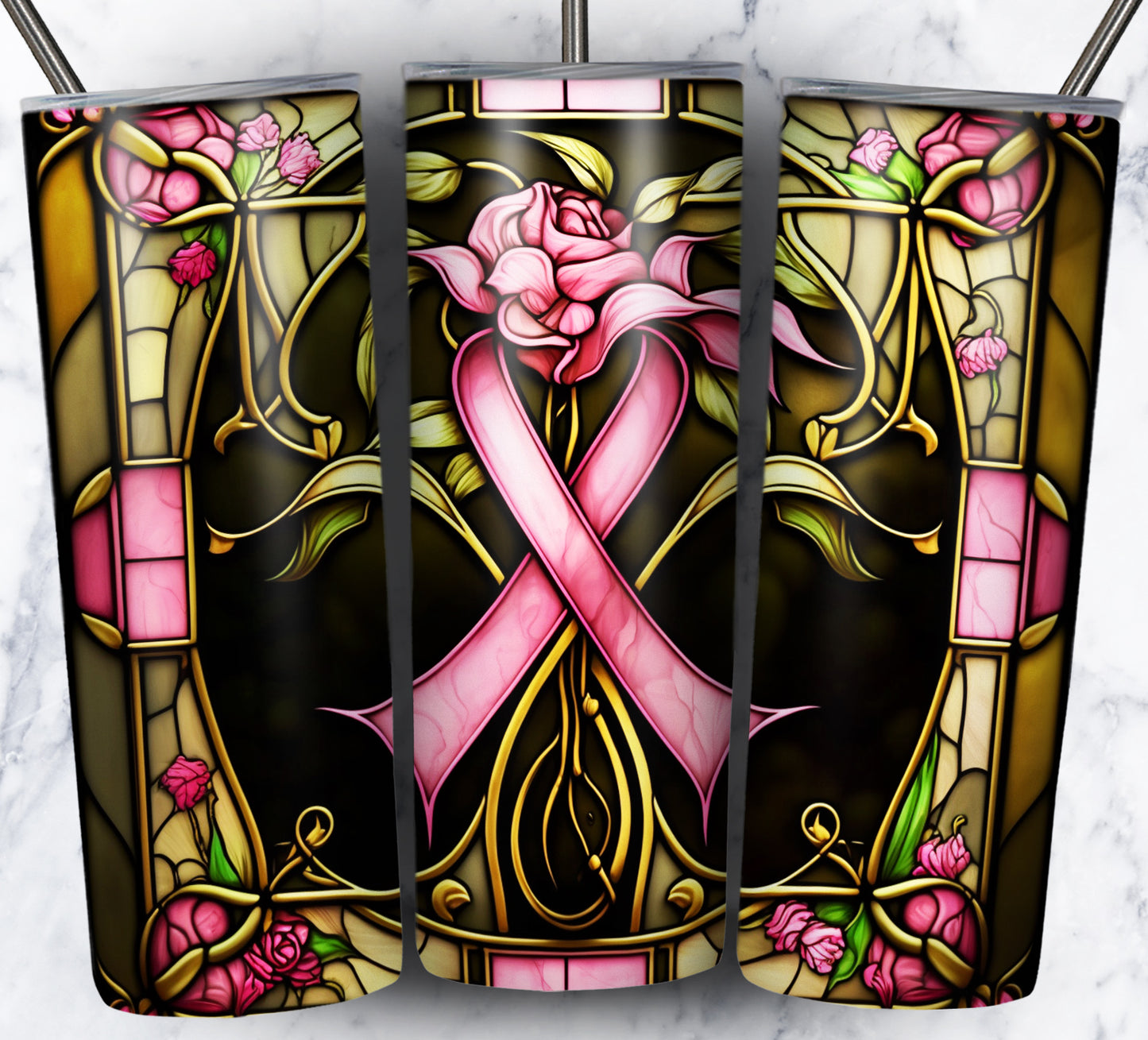 40+ Stain Glass Breast Cancer Sublimation 20oz Images Bundle