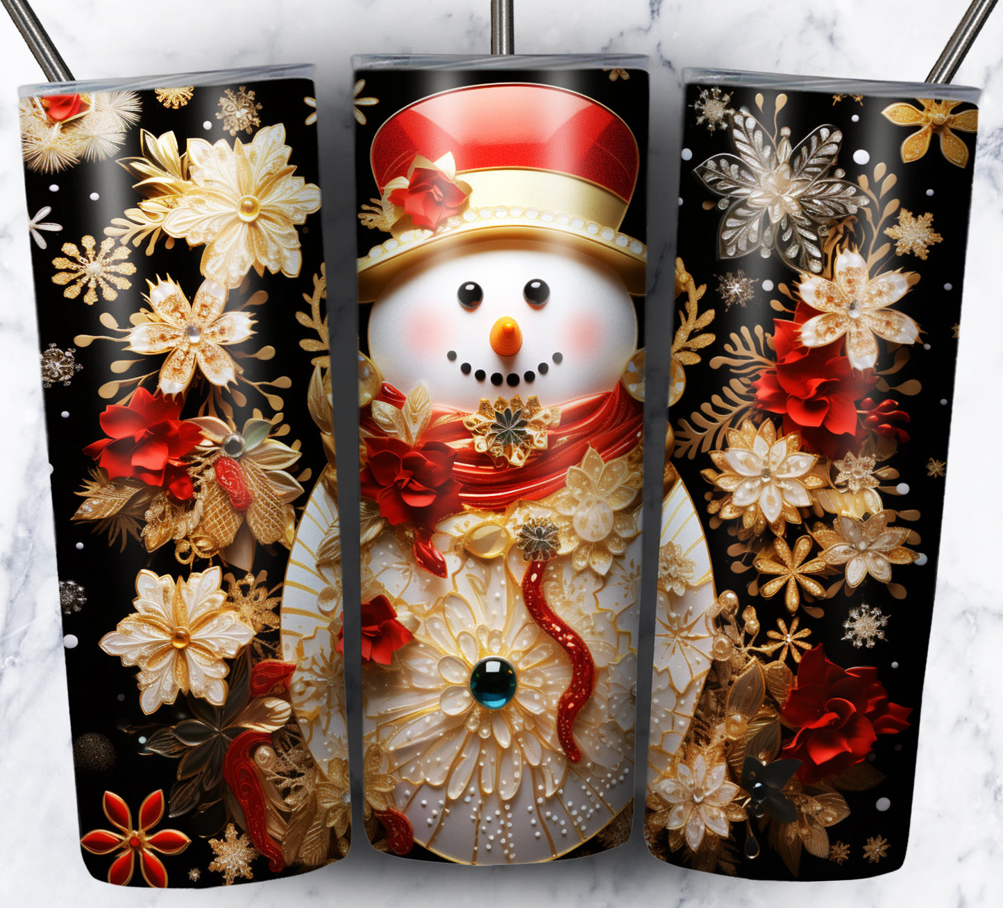 70 3D Christmas Snoman Sublimation 20oz Images Bundle