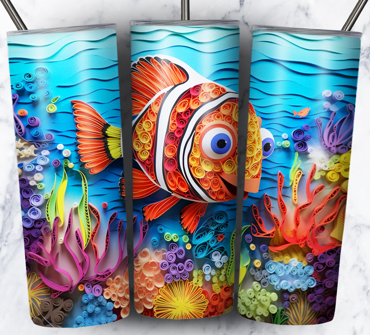 Cartoon Paper Beach Sublimation 20oz Tumbler Images Bundle