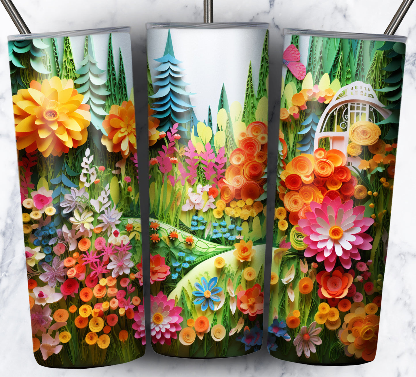 Paper Art Scenery Sublimation 20oz Tumbler Images Bundle