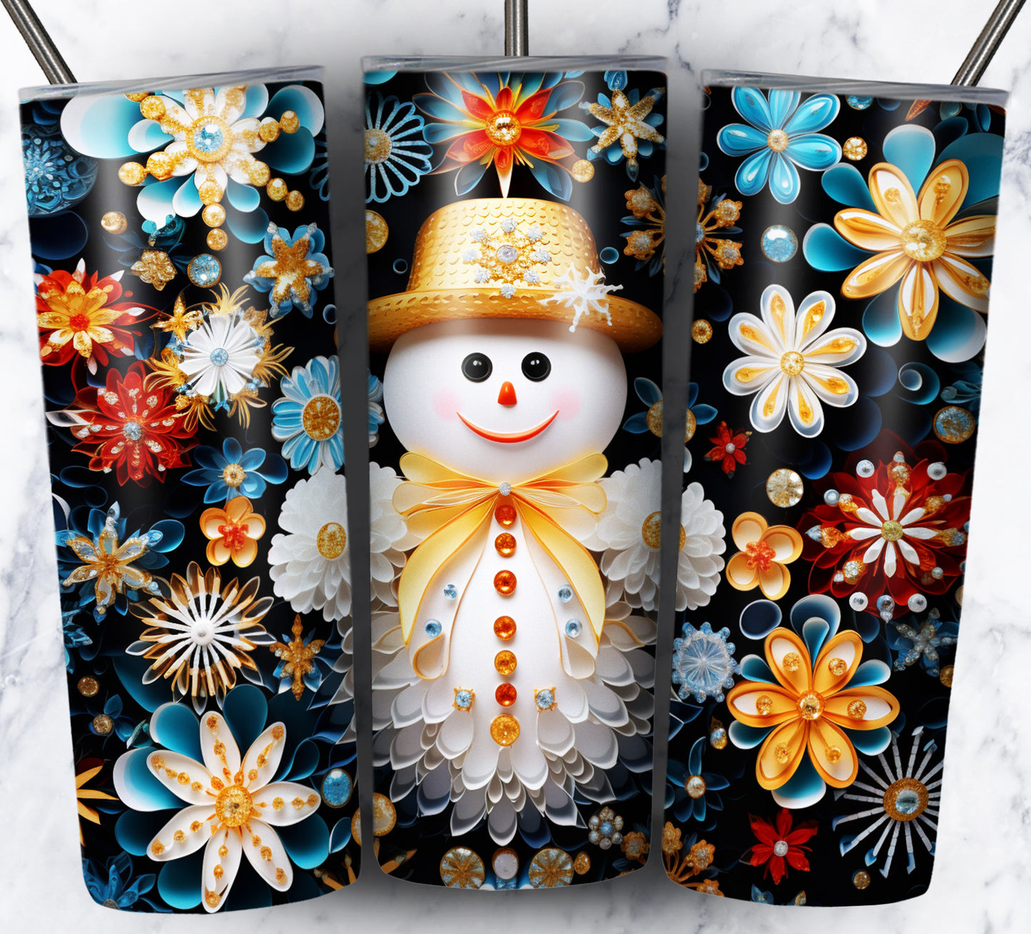 70 3D Christmas Snoman Sublimation 20oz Images Bundle