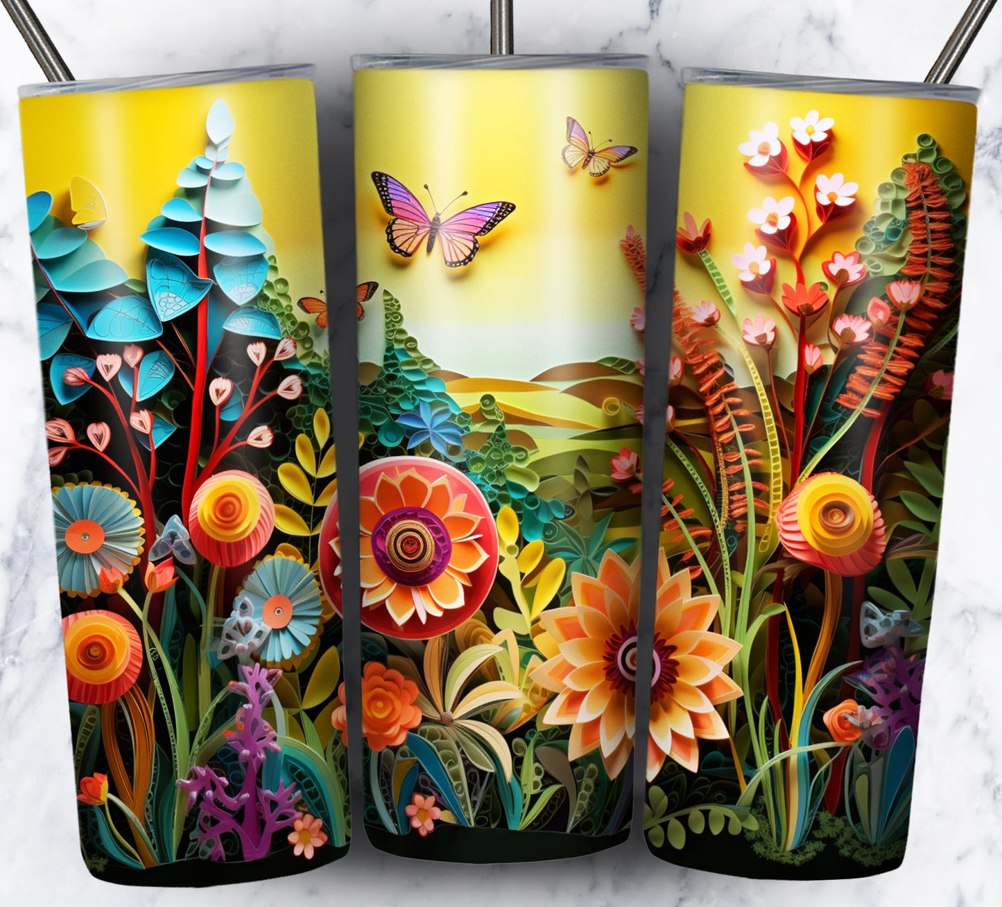 Paper Art Scenery Sublimation 20oz Tumbler Images Bundle