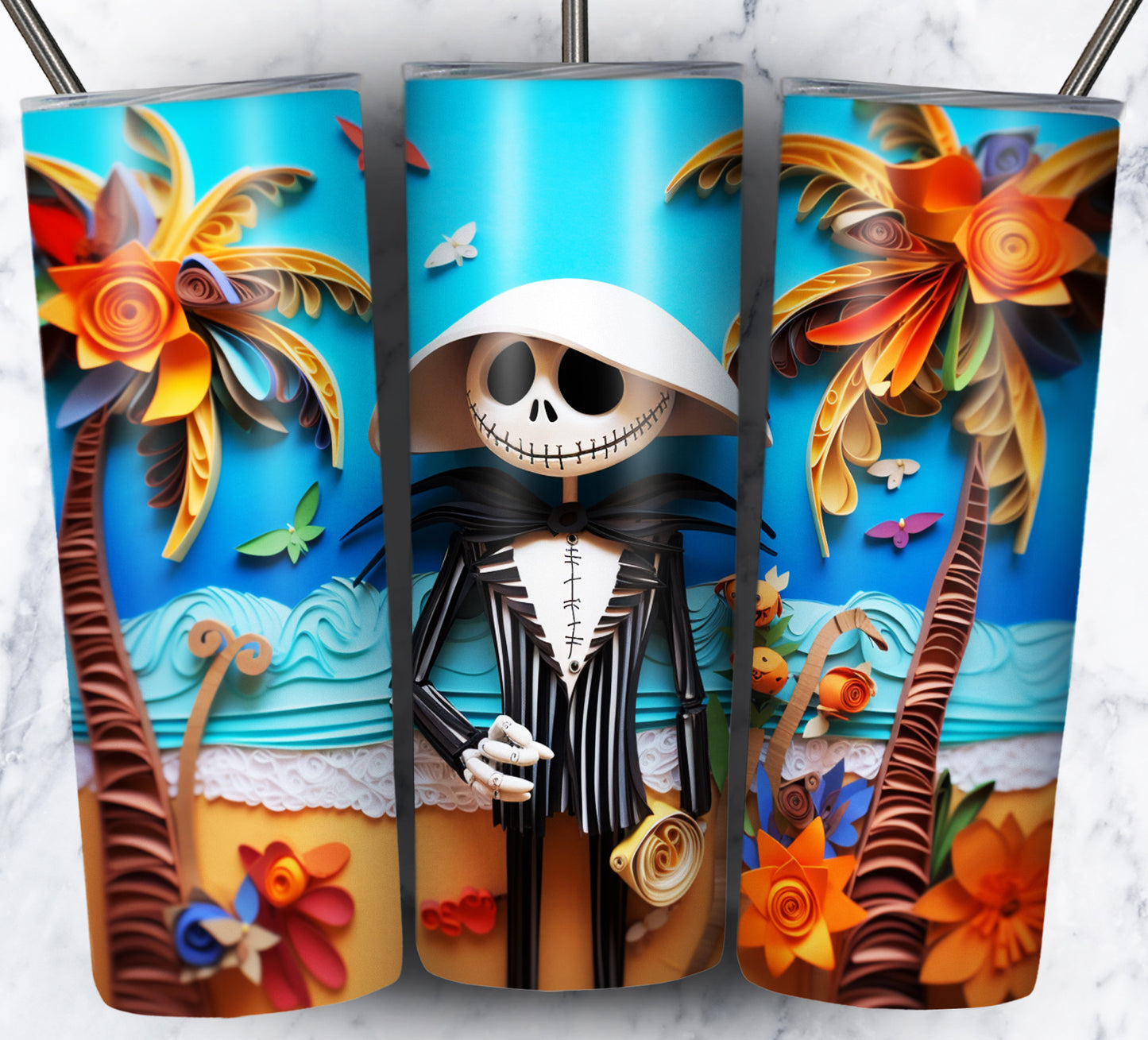 Cartoon Paper Beach Sublimation 20oz Tumbler Images Bundle