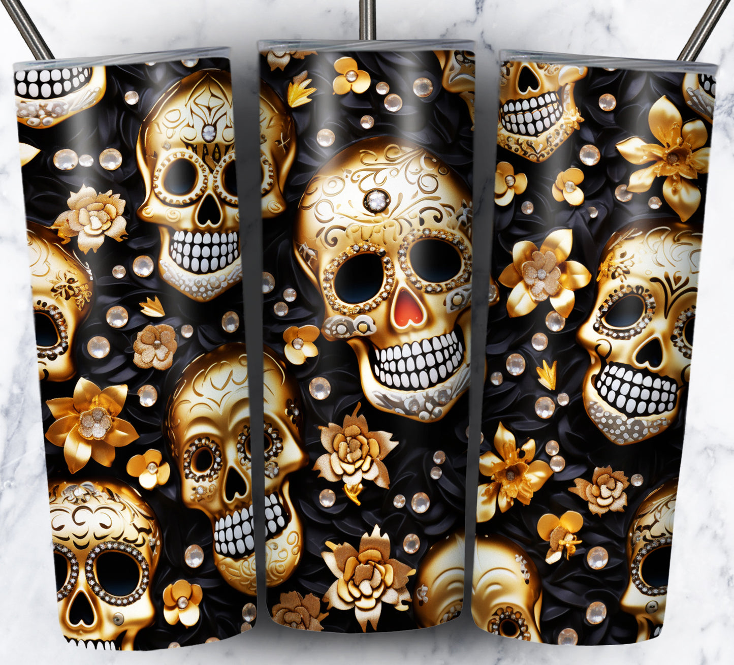 Skull Gems Sublimation 20oz Tumbler Images Bundle