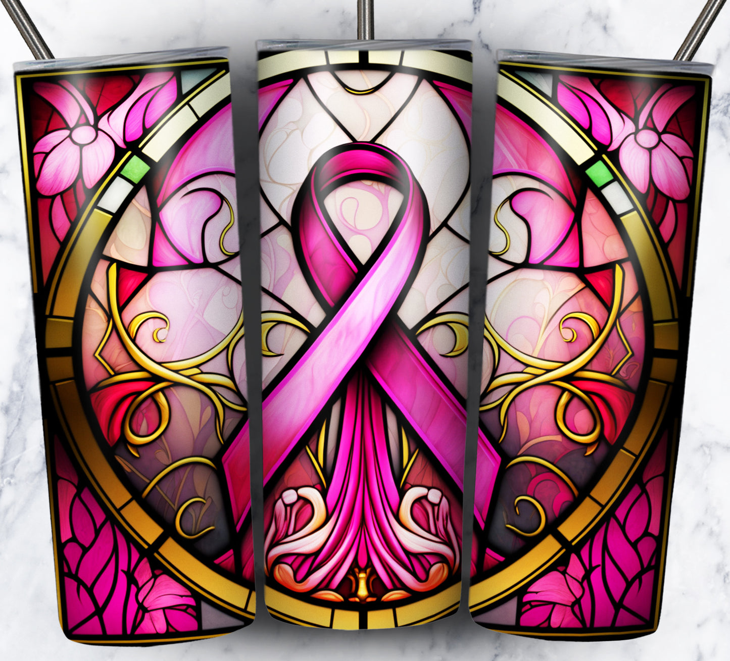 40+ Stain Glass Breast Cancer Sublimation 20oz Images Bundle