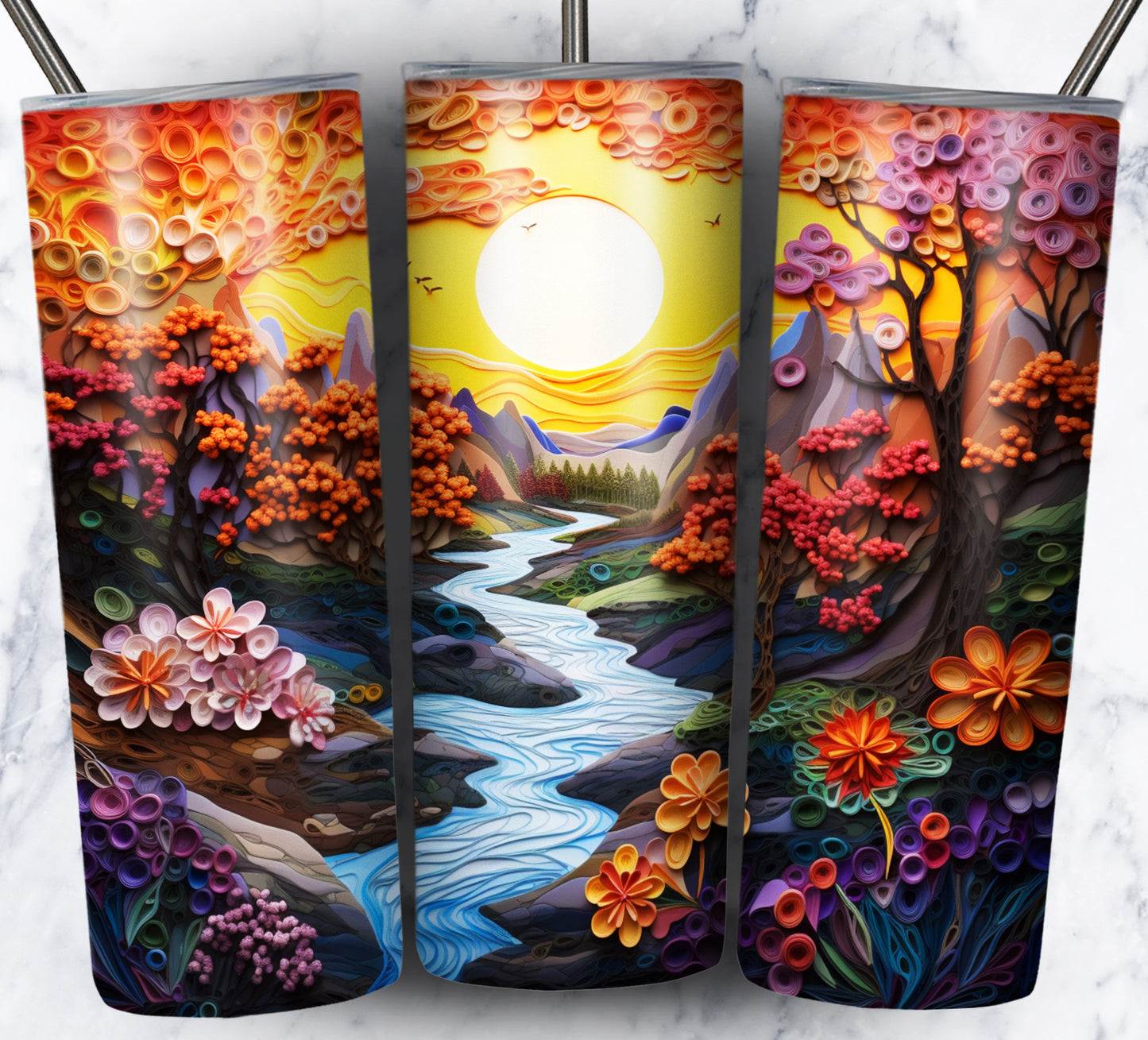 Paper Art Scenery Sublimation 20oz Tumbler Images Bundle