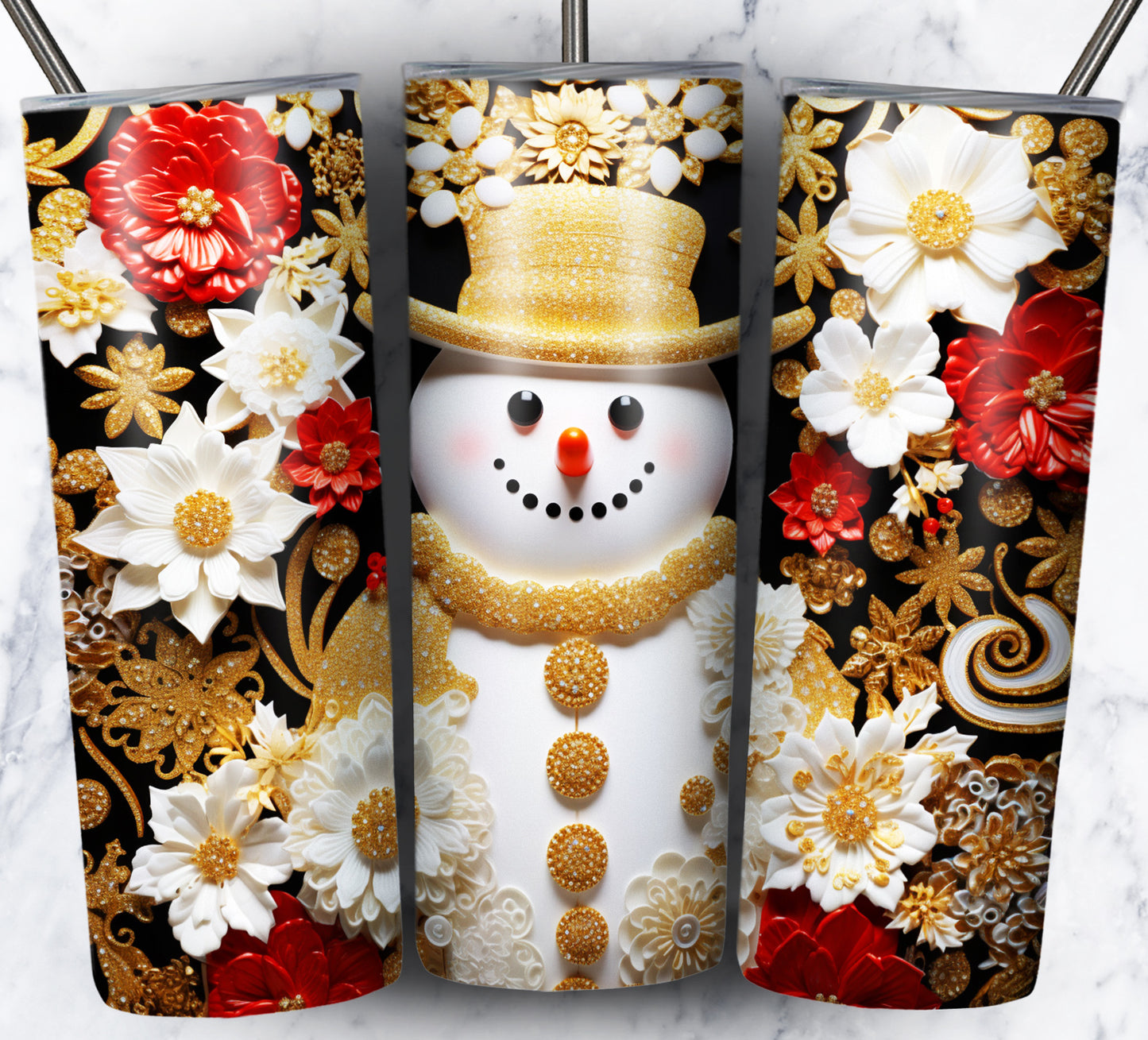 60+ 3D Christmas Floral Sublimation 20oz Images Bundle