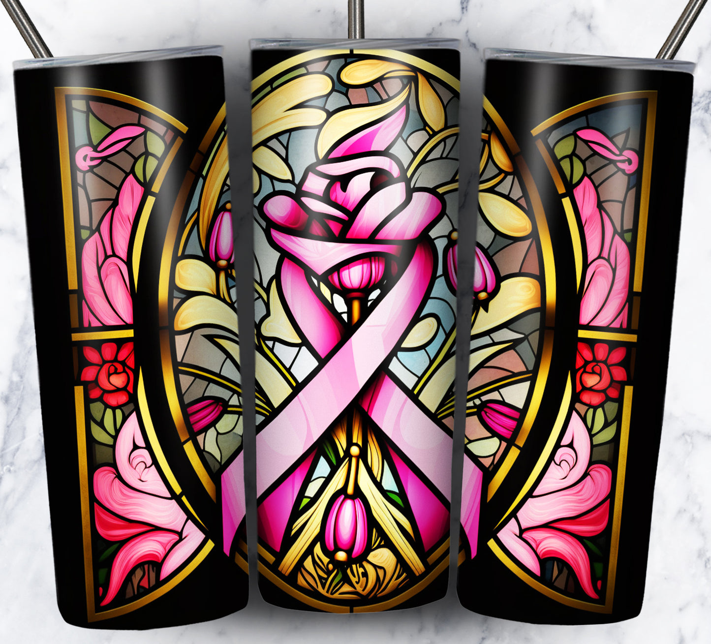 40+ Stain Glass Breast Cancer Sublimation 20oz Images Bundle