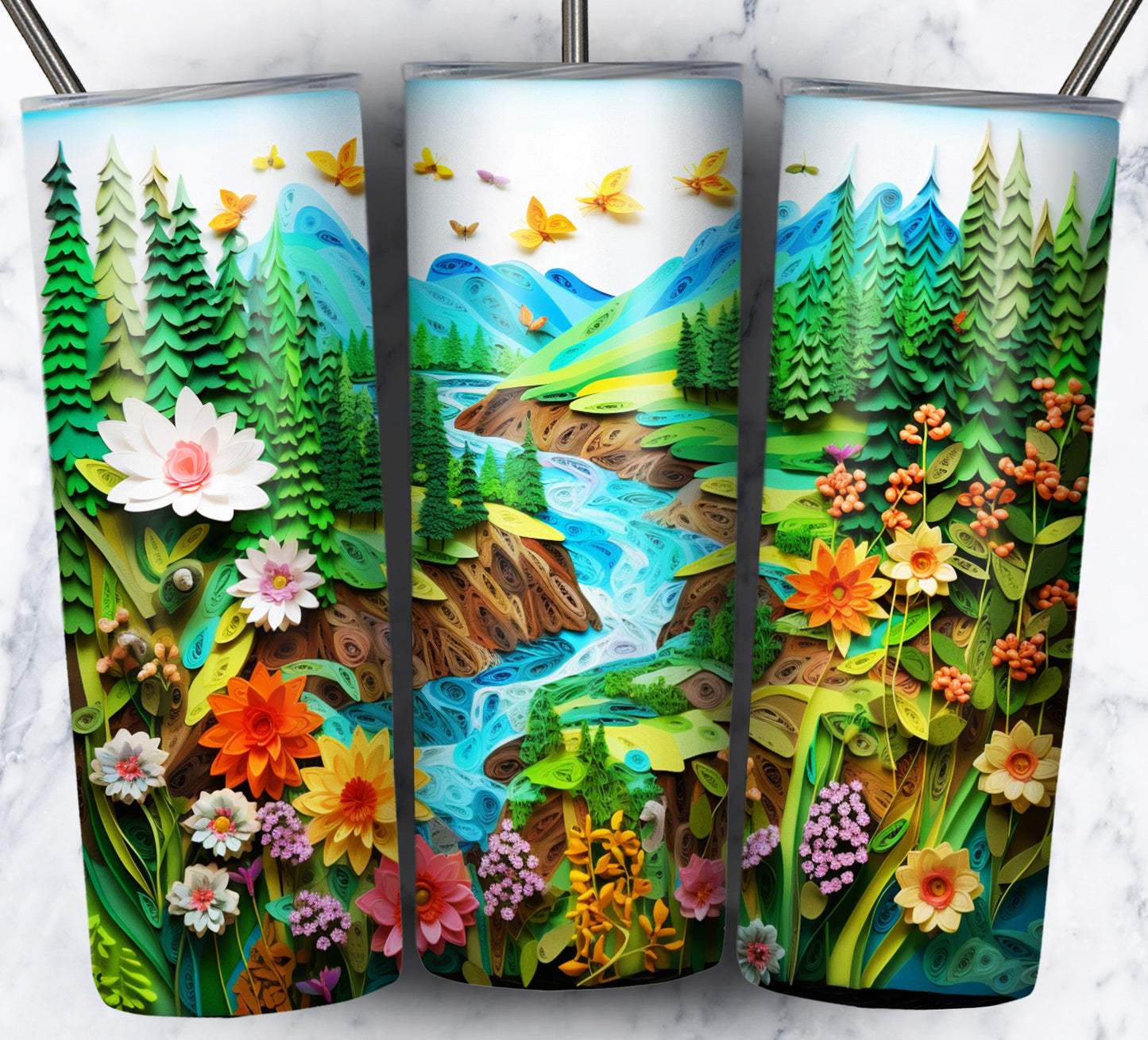 Paper Art Scenery Sublimation 20oz Tumbler Images Bundle